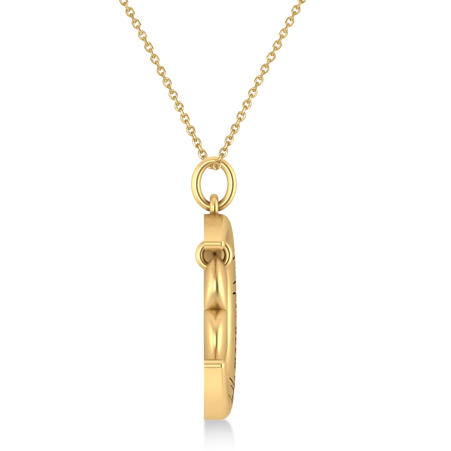 Moon with Heart " I Love You To The Moon and Back" Pendant Necklace 14K Yellow Gold