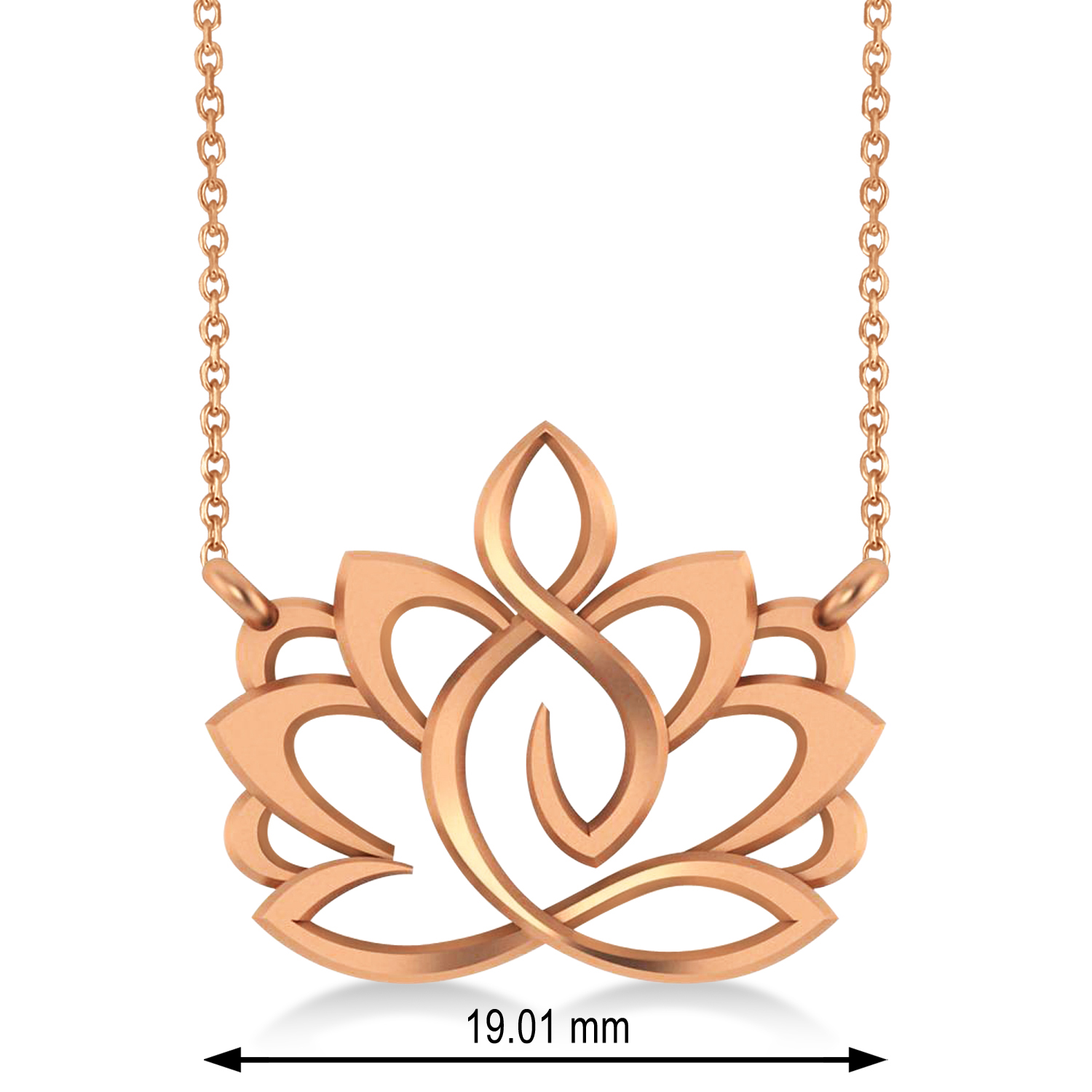 Yoga Lotus Flower Pendant Necklace 14k Rose Gold