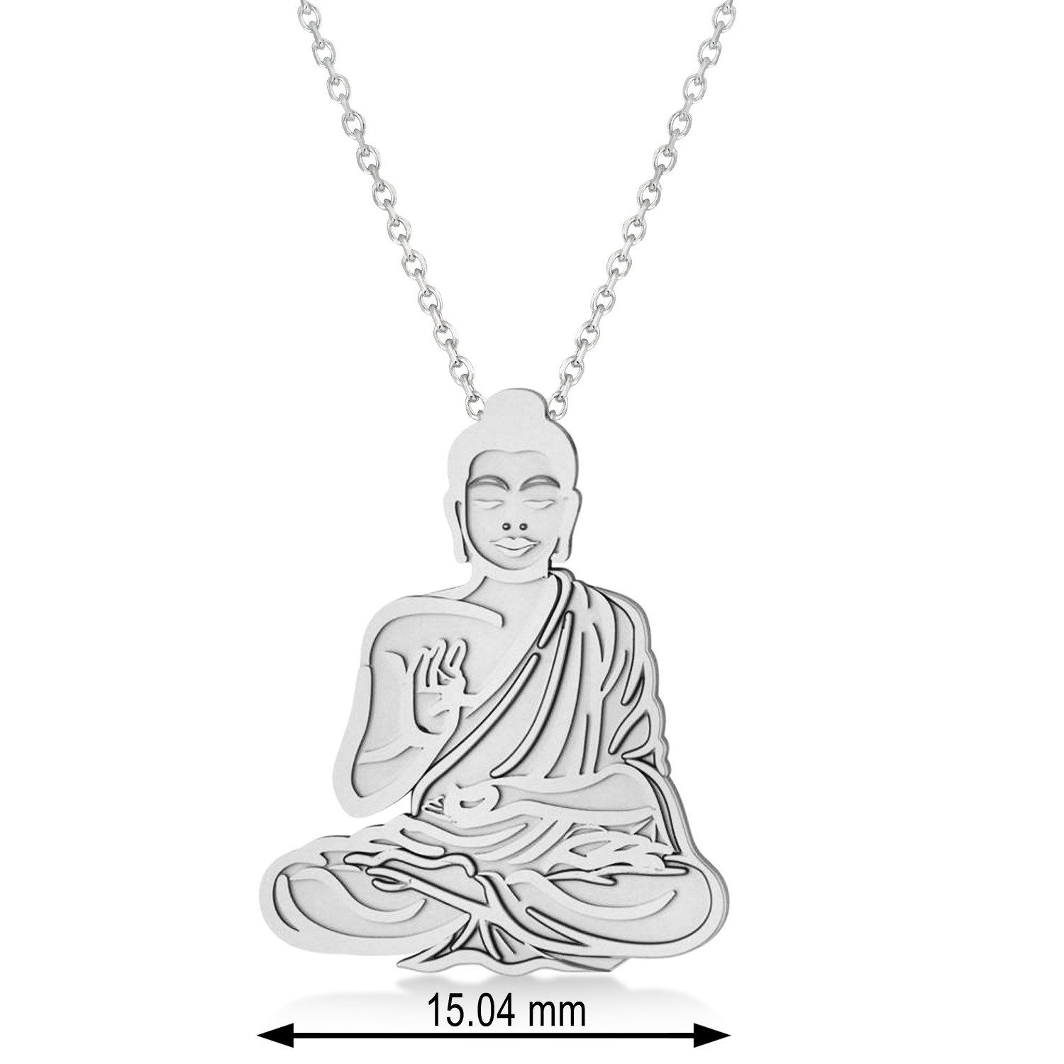 Buddha Spirituality Pendant Necklace 14k White Gold