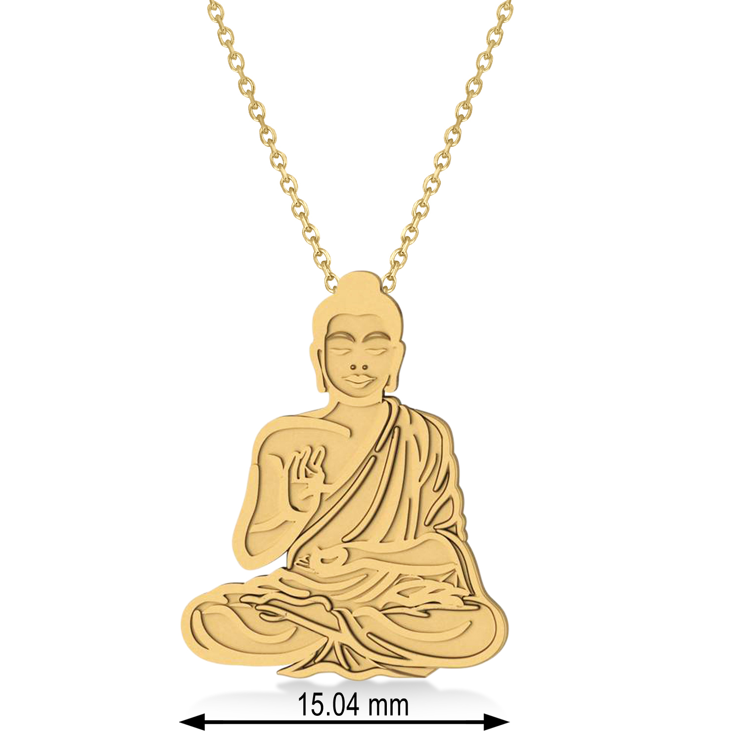 Buddha Spirituality Pendant Necklace 14k Yellow Gold
