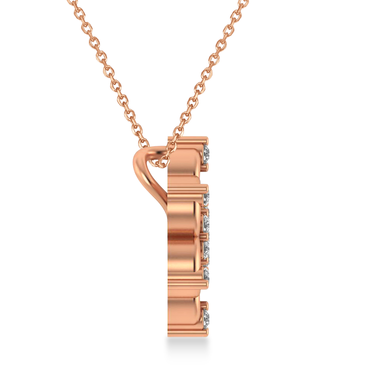 Diamond Six-Petal Flower Pendant Necklace 14k Rose Gold (0.26ct)