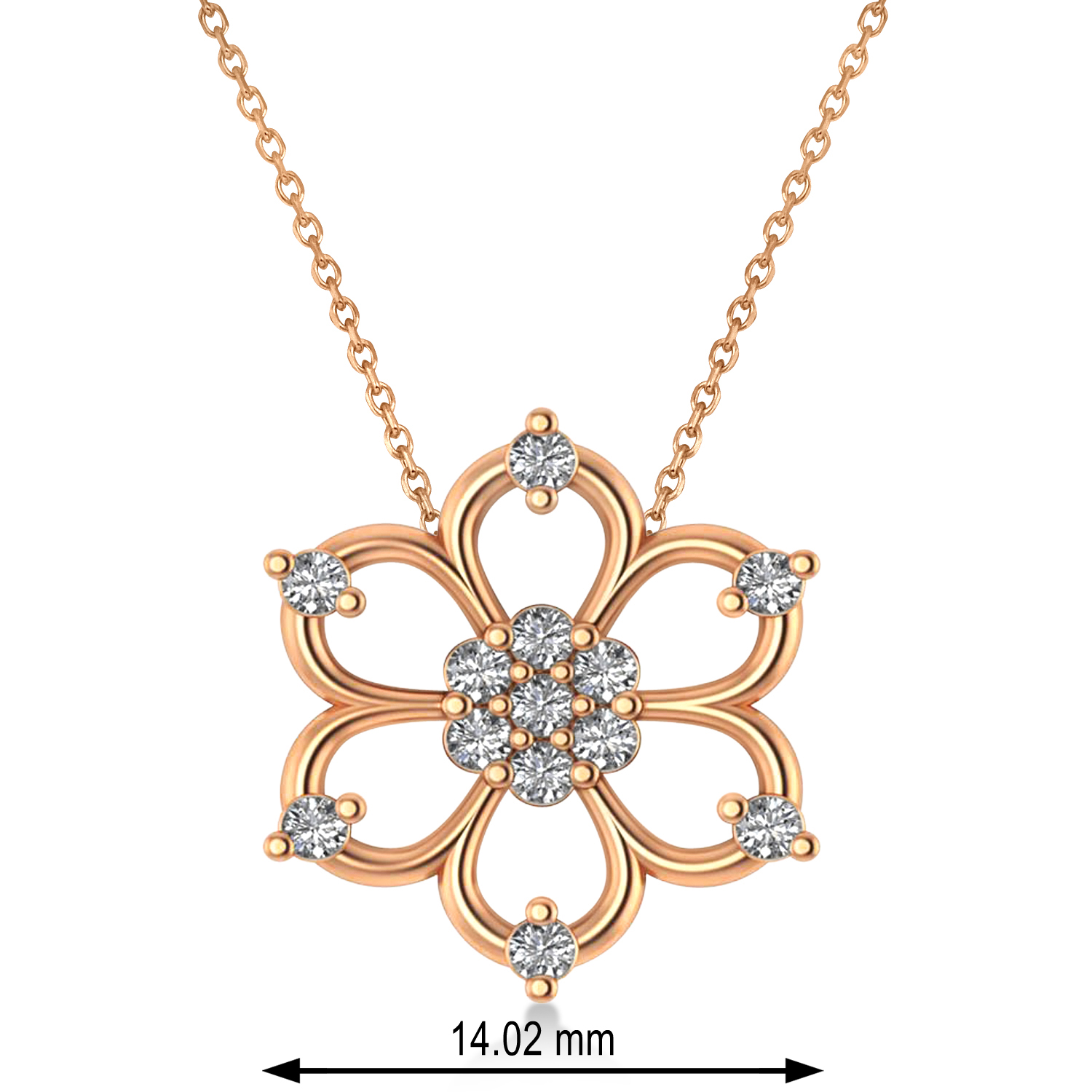 Diamond Six-Petal Flower Pendant Necklace 14k Rose Gold (0.26ct)