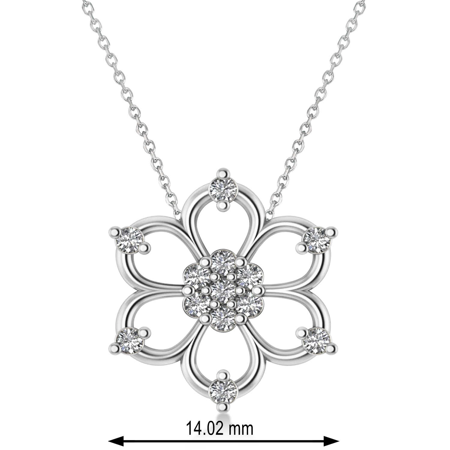Diamond Six-Petal Flower Pendant Necklace 14k White Gold (0.26ct)