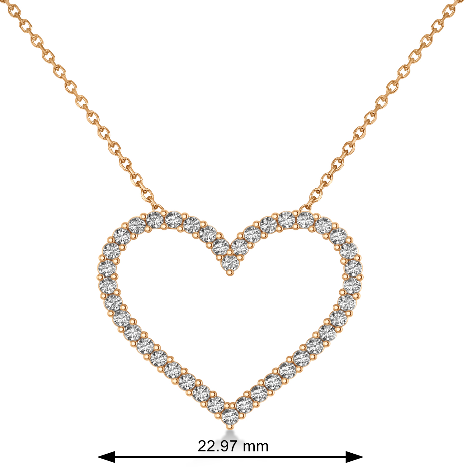Diamond Open Heart Pendant Necklace 14k Rose Gold (0.60ct)