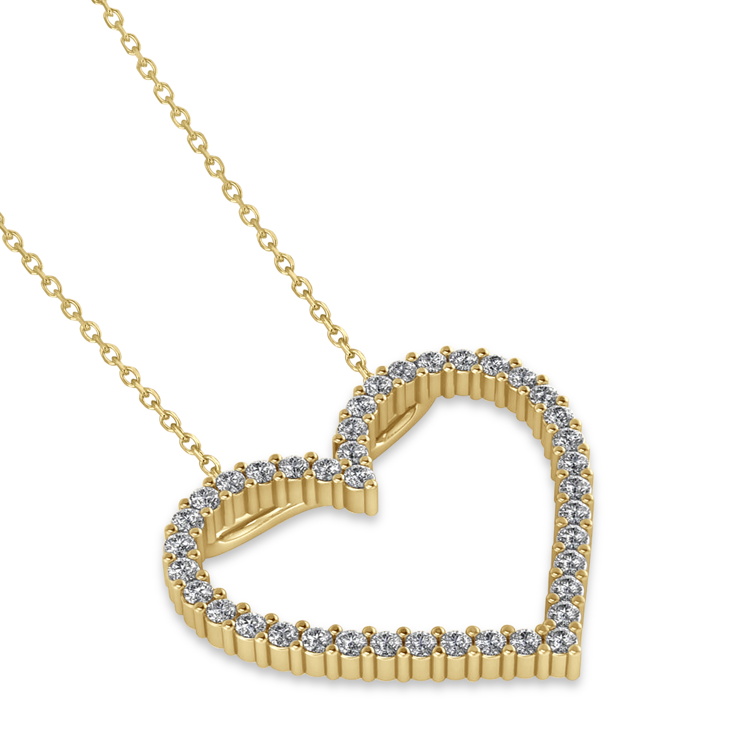 Diamond Open Heart Pendant Necklace 14k Yellow Gold (0.60ct)
