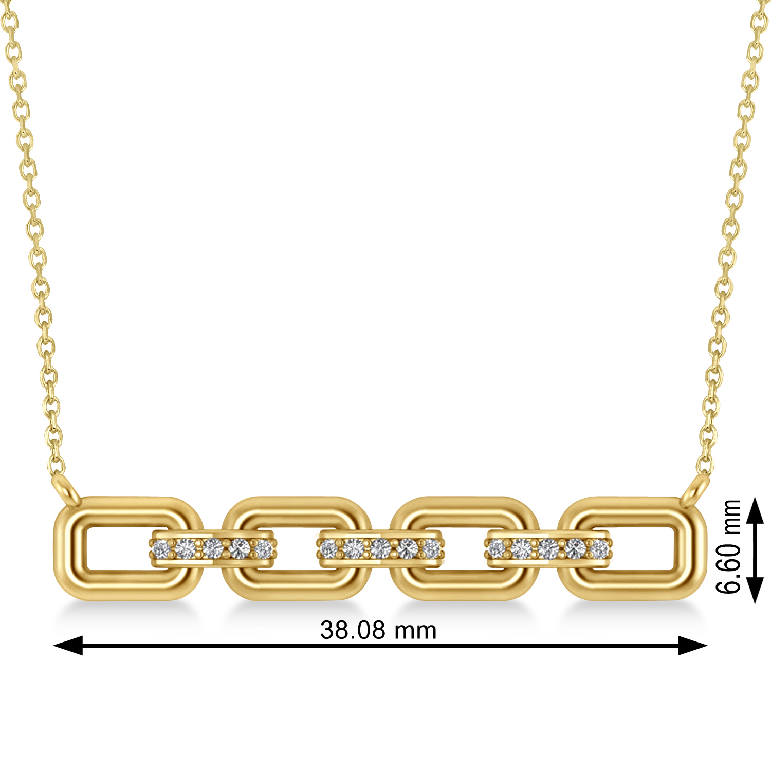 Diamond Chained Link Pendant Necklace 14k Yellow Gold (0.15ct)