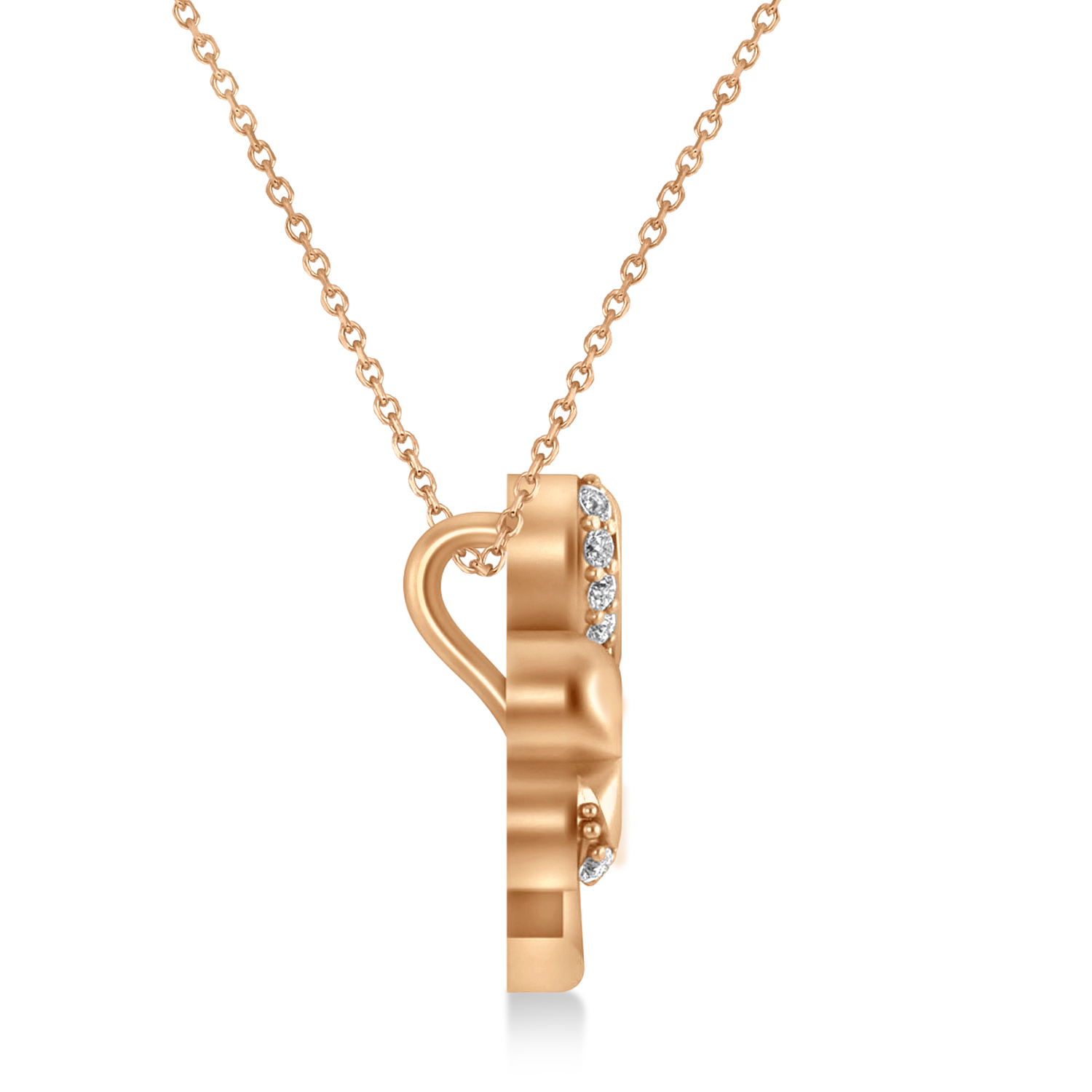 Diamond Three Leafed Clover Pendant Necklace 14k Rose Gold (0.15ct)