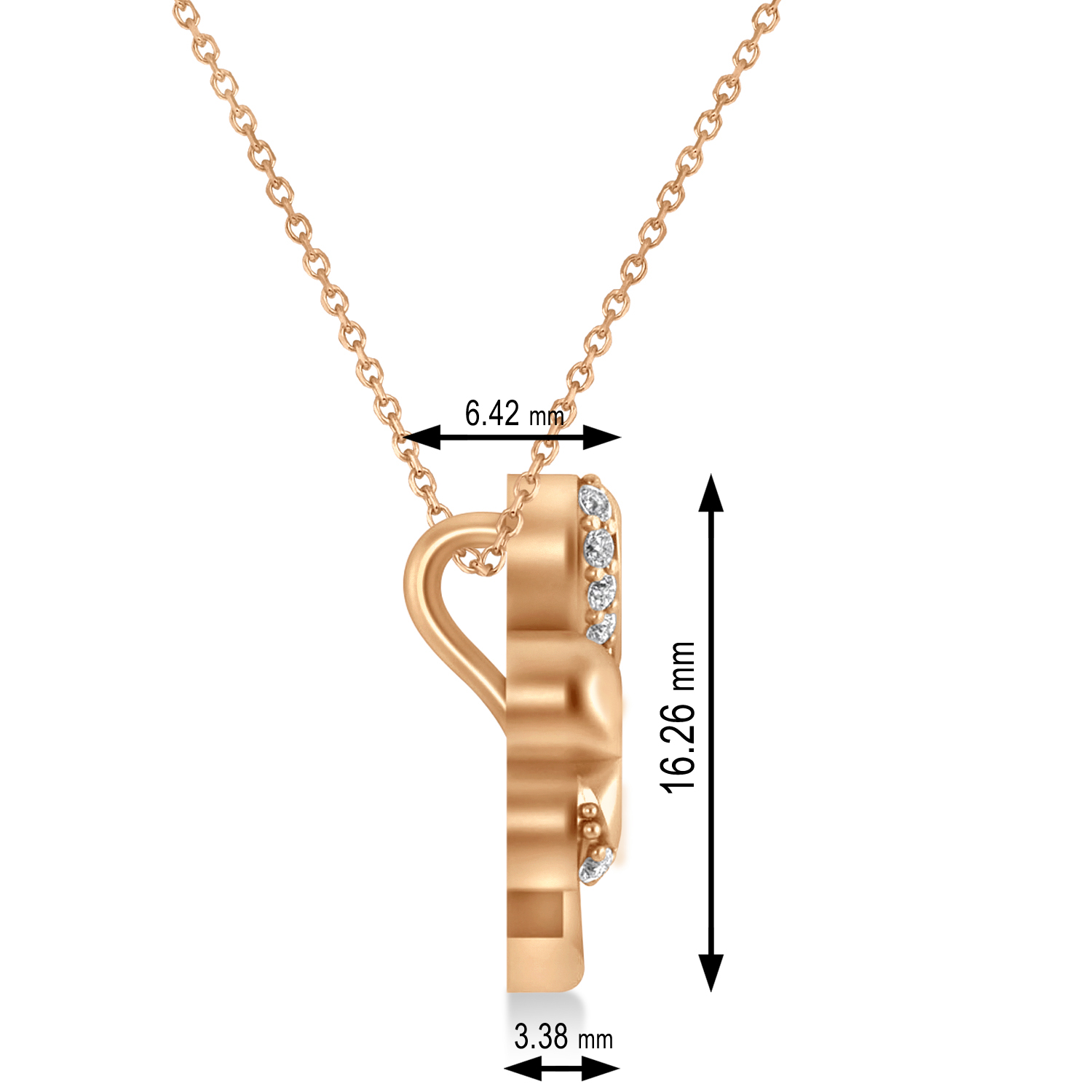 Diamond Three Leafed Clover Pendant Necklace 14k Rose Gold (0.15ct)