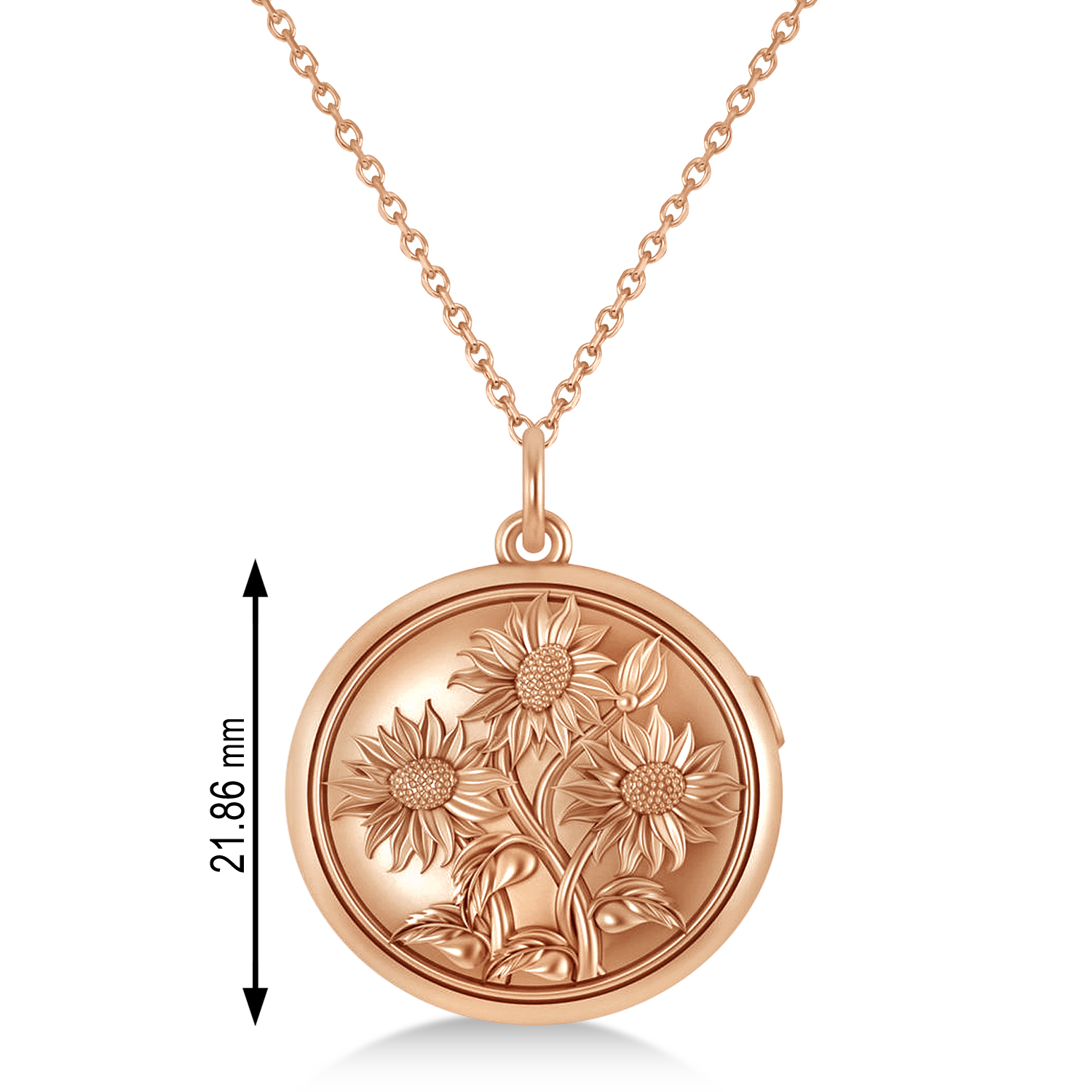 Sunflower Locket Pendant Necklace 14k Rose Gold