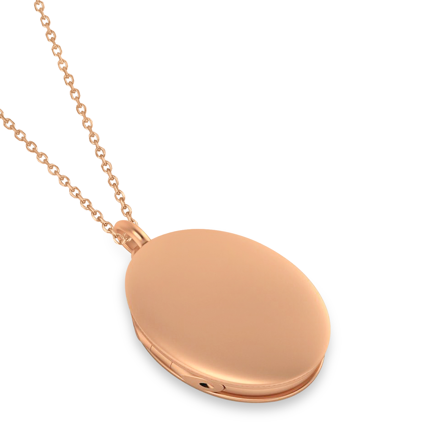 Oval Engravable Locket Pendant Necklace 14k Rose Gold