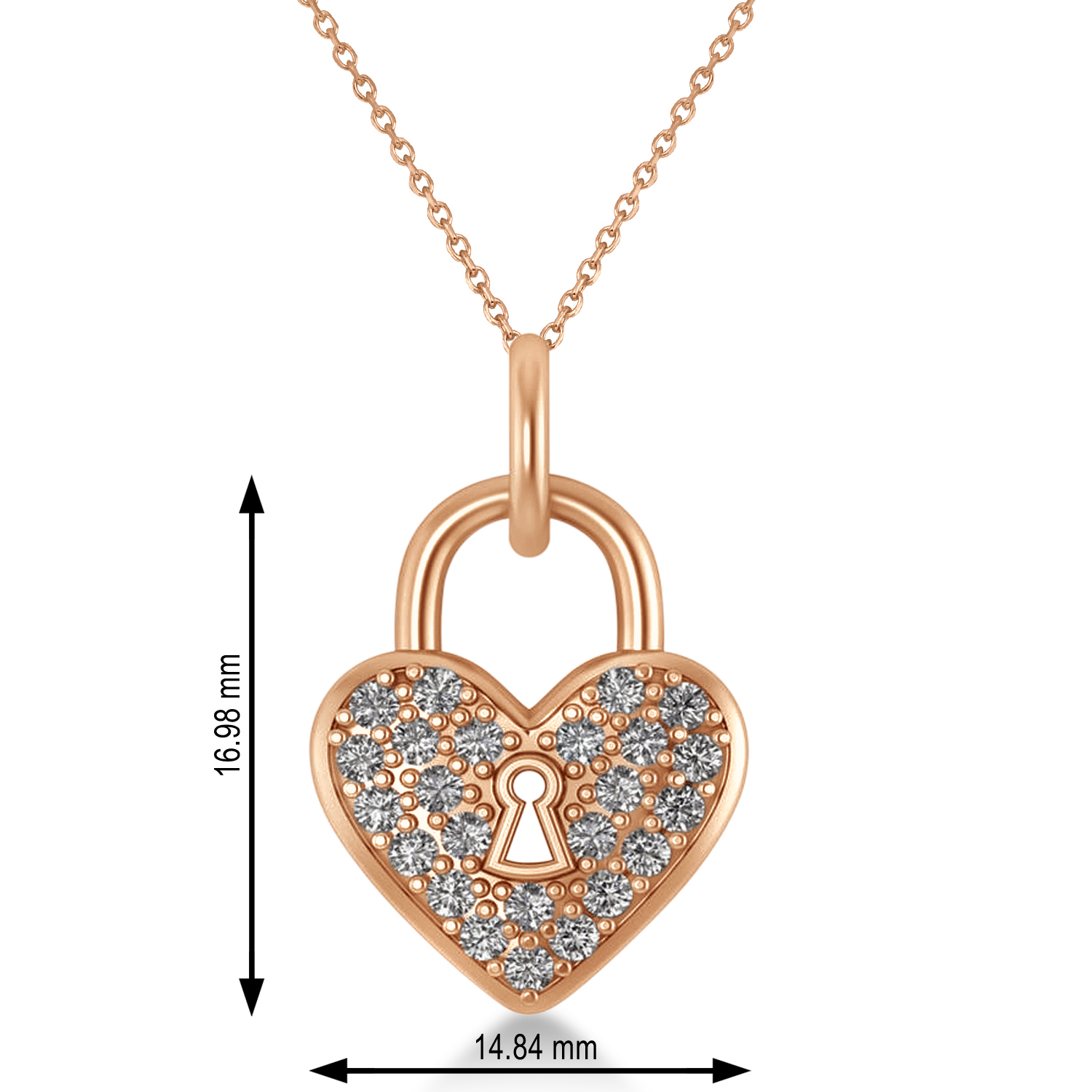 Diamond Heart Lock Pendant Necklace 14k Rose Gold (0.36ct)