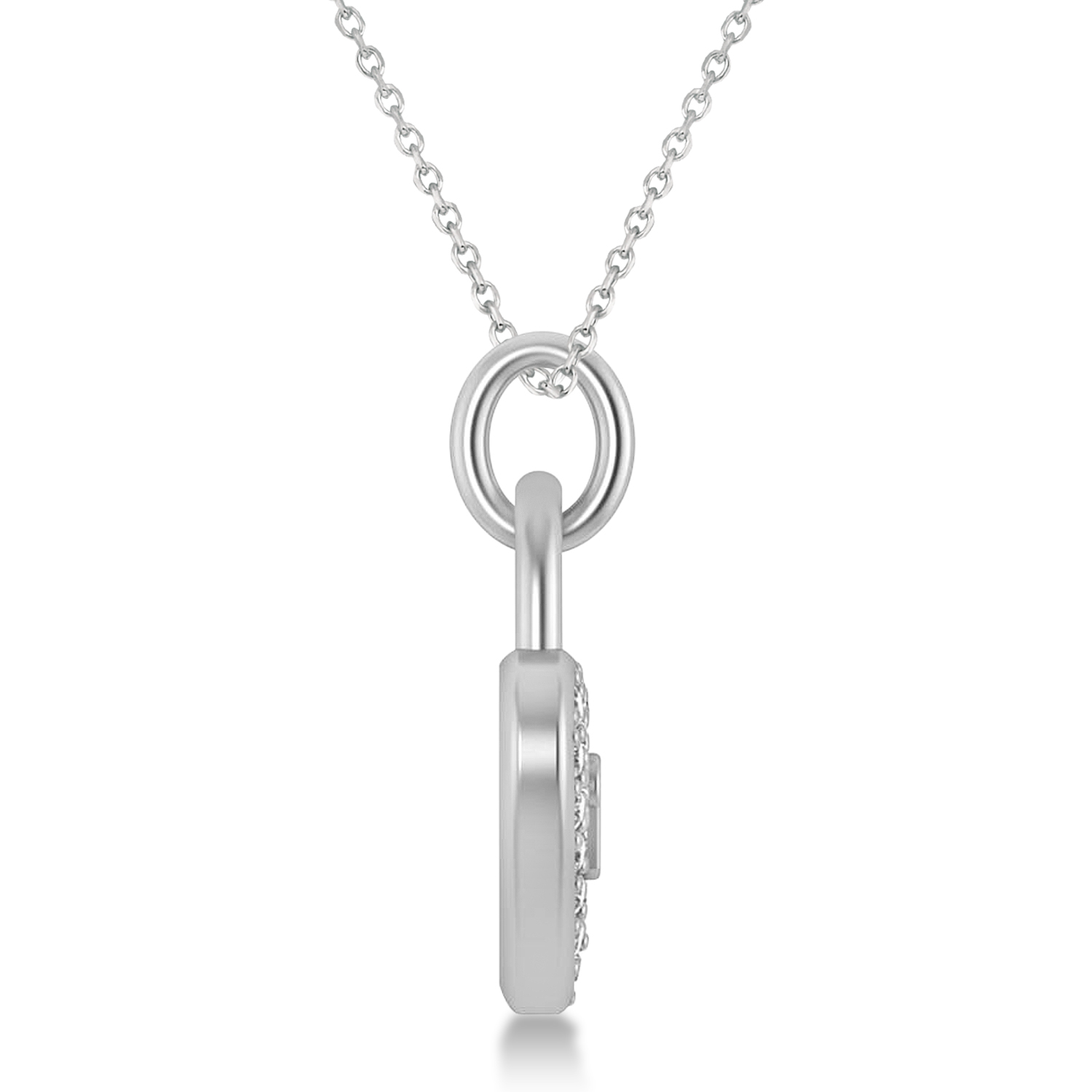 Diamond Heart Lock Pendant Necklace 14k White Gold (0.36ct)