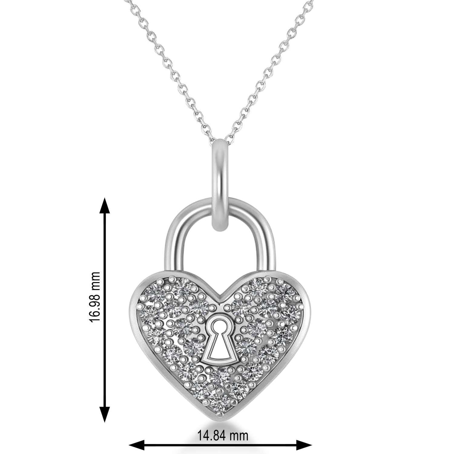 Diamond Heart Lock Pendant Necklace 14k White Gold (0.36ct)
