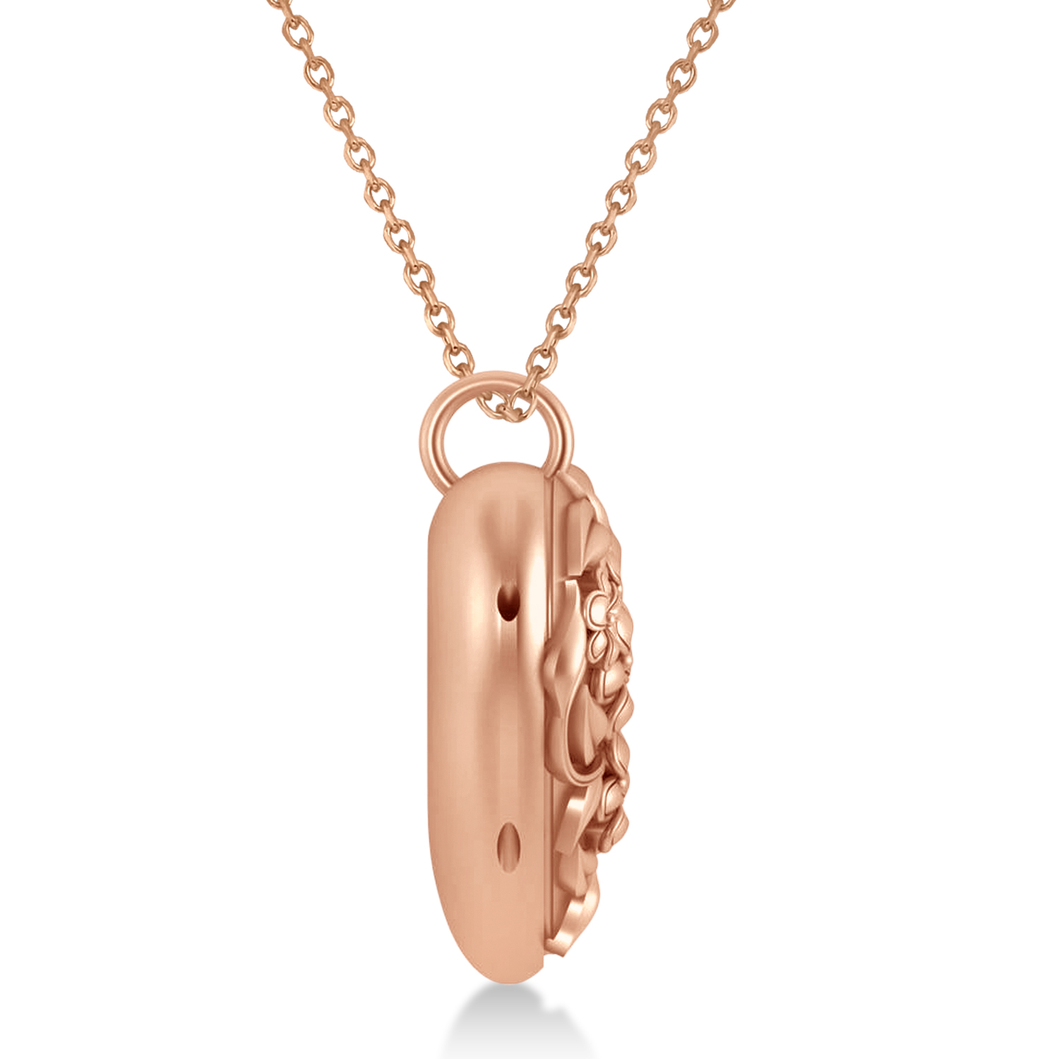 Floral Designed Heart Locket Necklace 14k Rose Gold