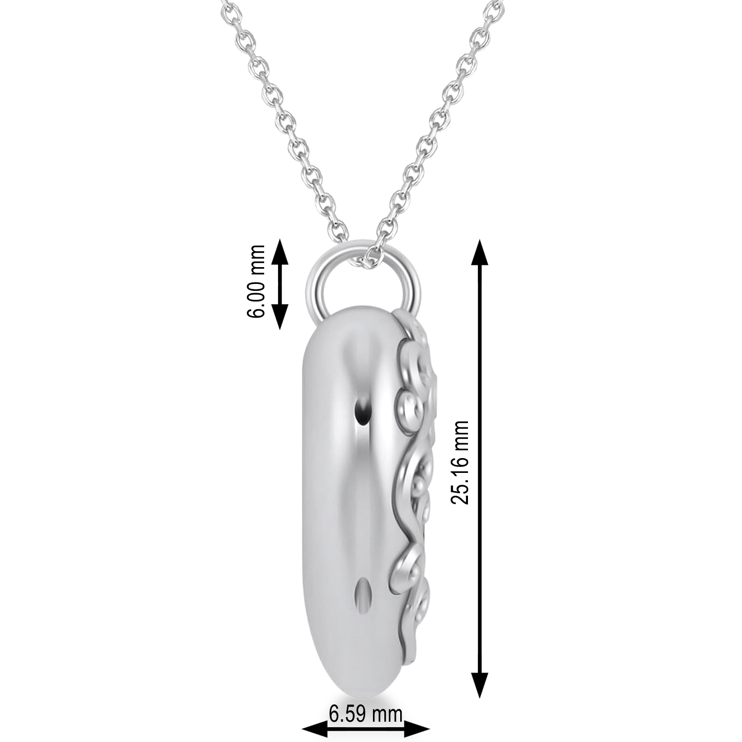 Forever Loved Heart Locket Necklace 14k White Gold