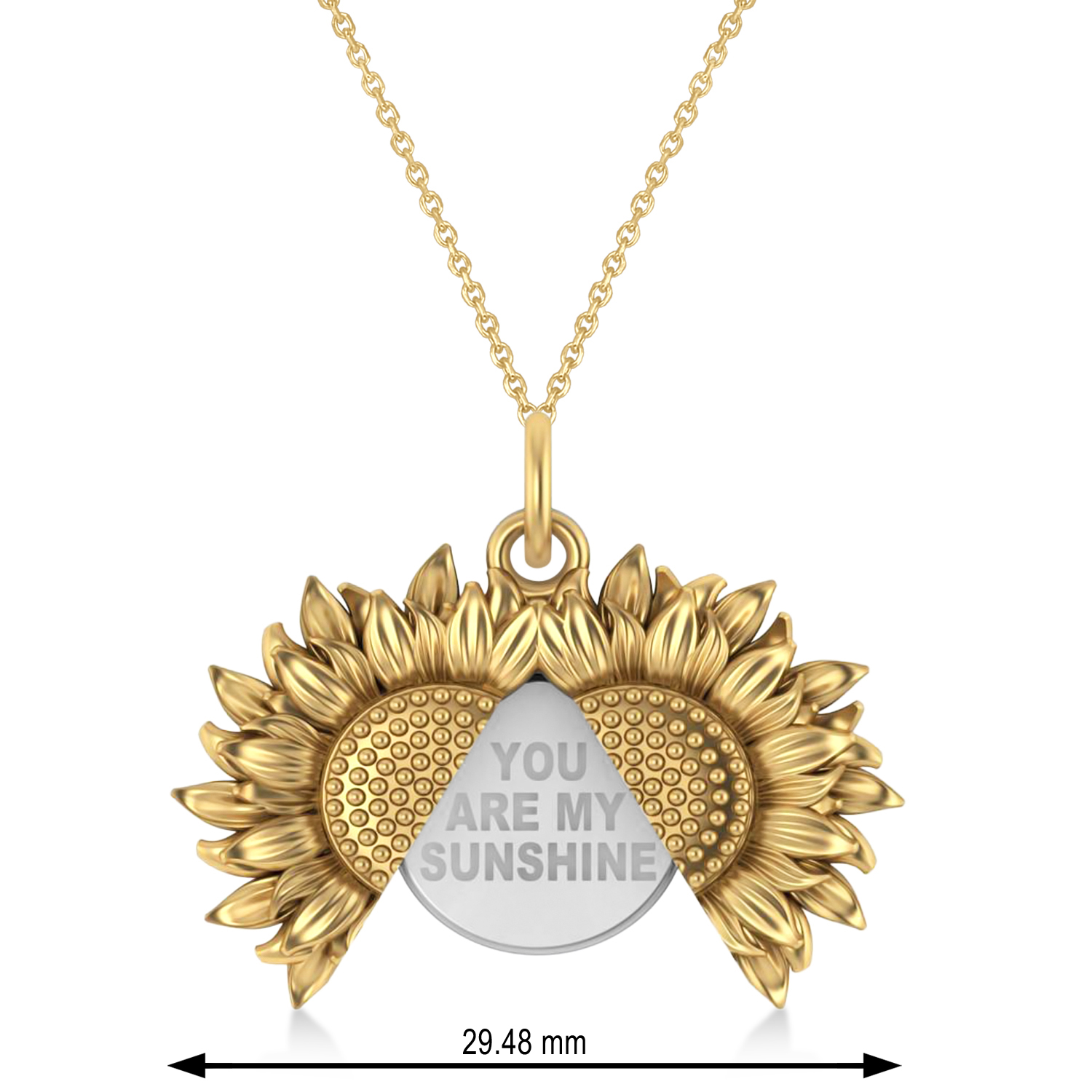 Sunflower You Are My Sunshine Pendant Necklace 14K Two-Tone Gold