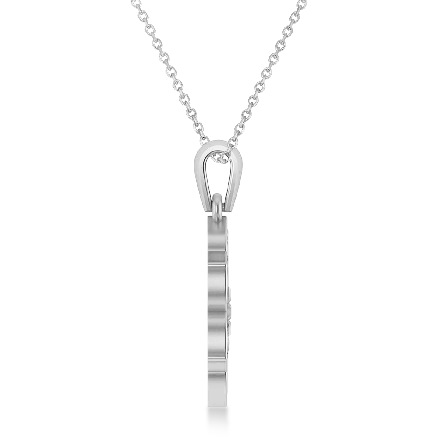 Coexist Symbols on Lotus Flower Pendant Necklace 14k White Gold