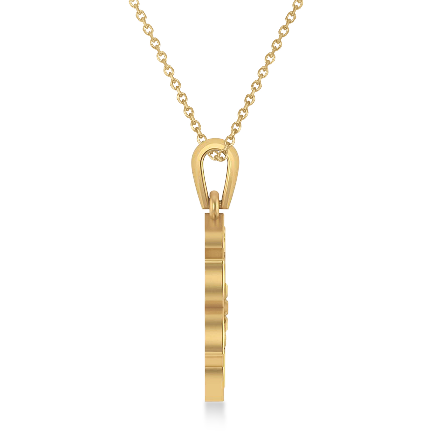 Coexist Symbols on Lotus Flower Pendant Necklace 14k Yellow Gold