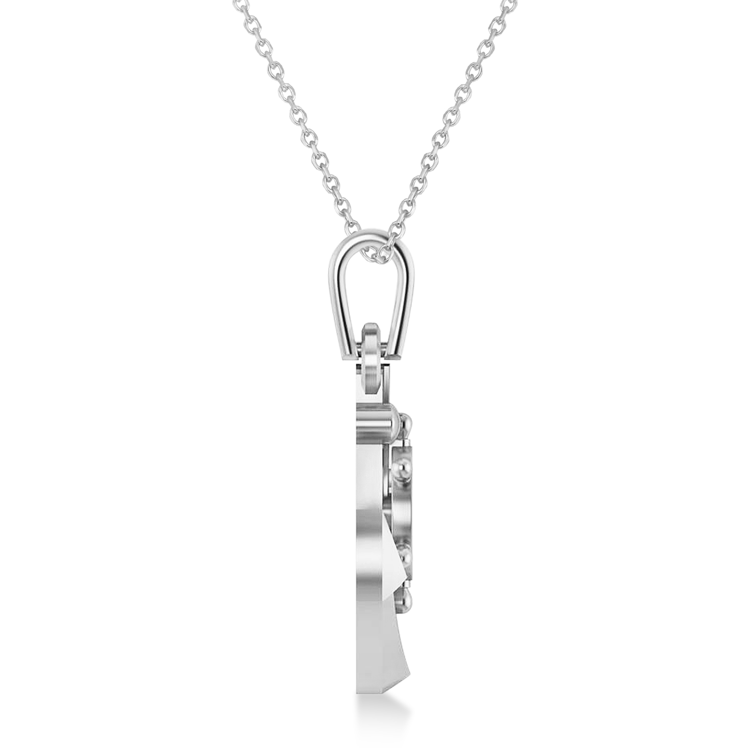 Men's Anchor With Ship's Wheel Pendant Necklace 14k White Gold