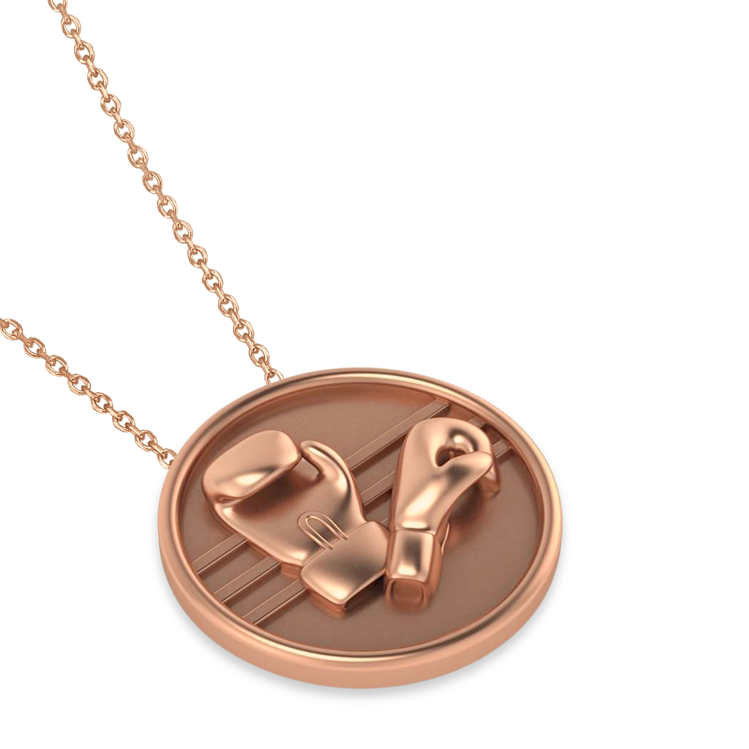 Boxing Charm Men's Pendant Necklace 14K Rose Gold-Allurez
