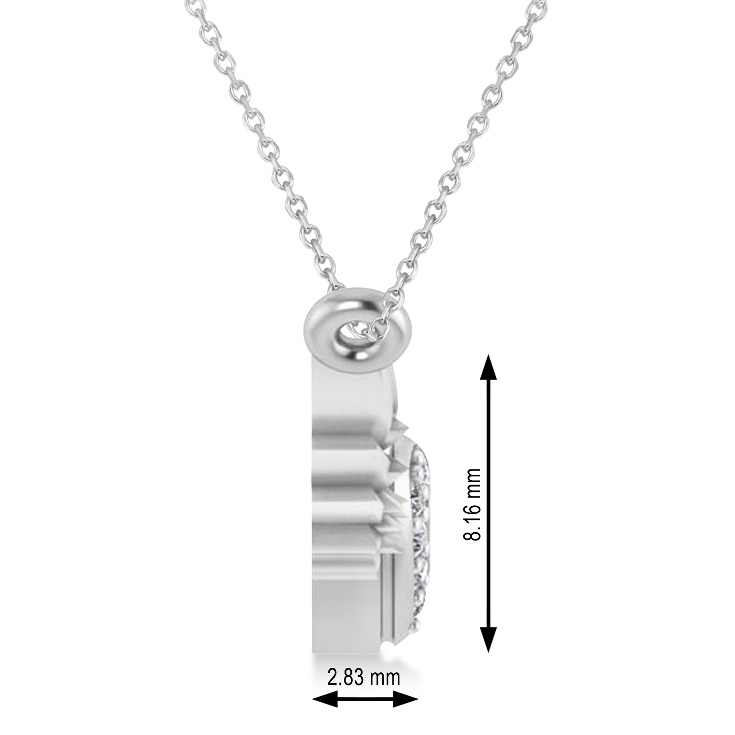 Diamond Heart & Angel Wings Pendant Necklace 14k White Gold (0.05ct)