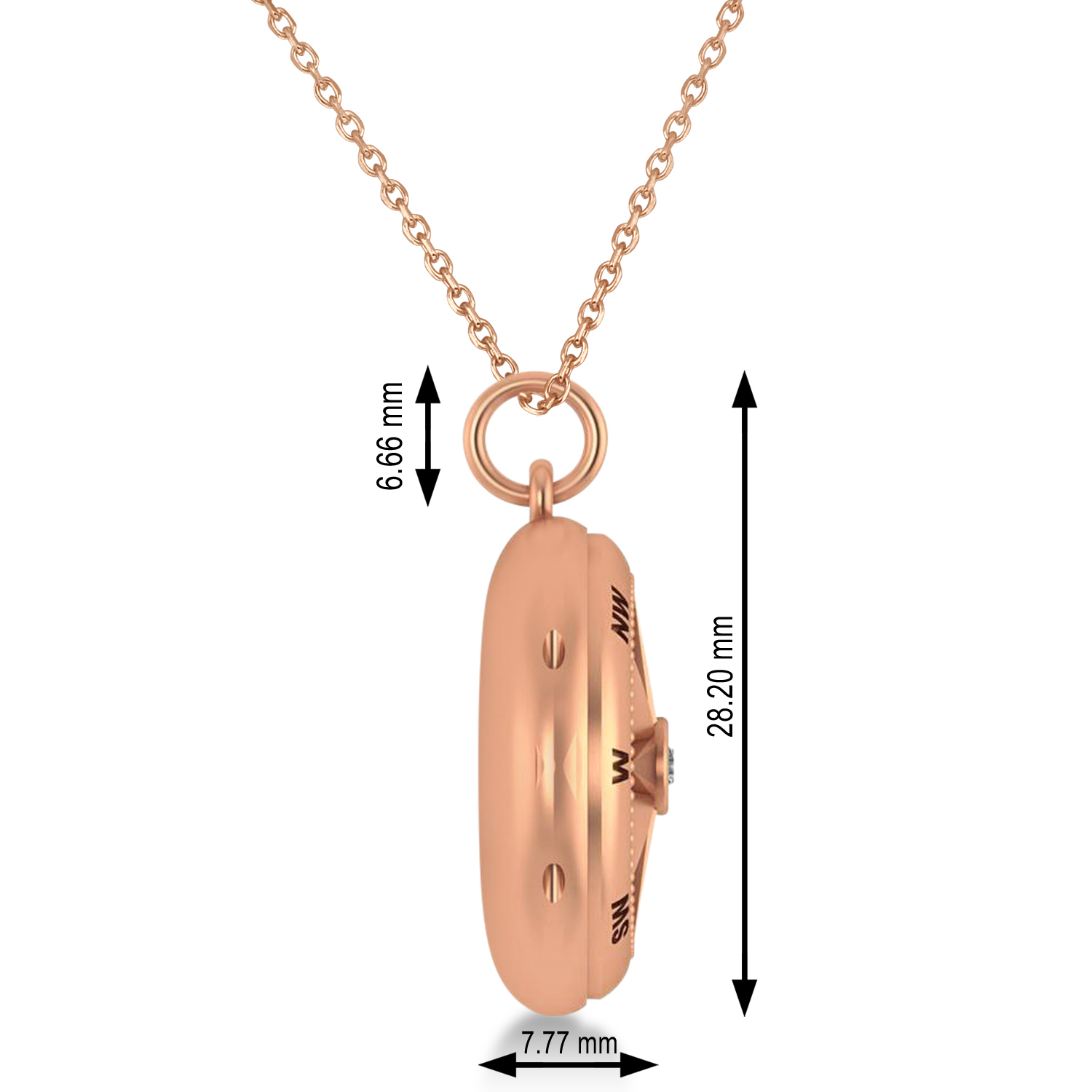 Diamond Compass Locket Necklace 14k Rose Gold (0.10ct)