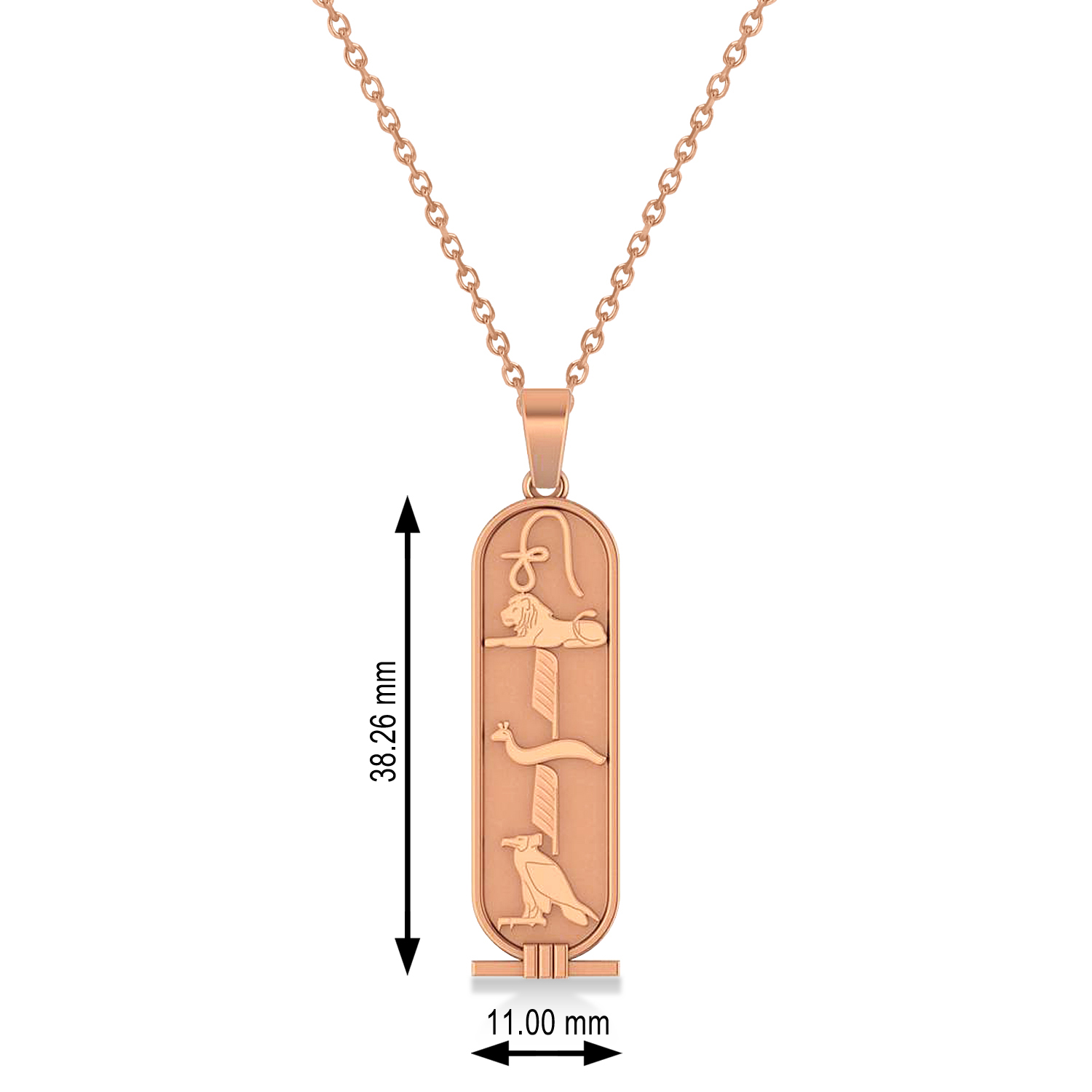 Egyptian Cartouche Pendant Necklace 14k Rose Gold