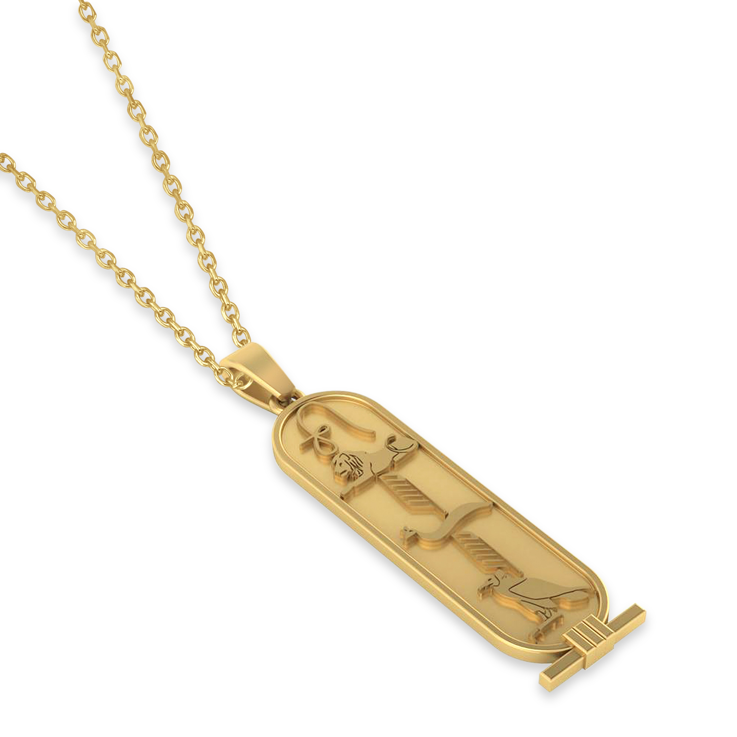 Egyptian Cartouche Pendant Necklace 14k Yellow Gold