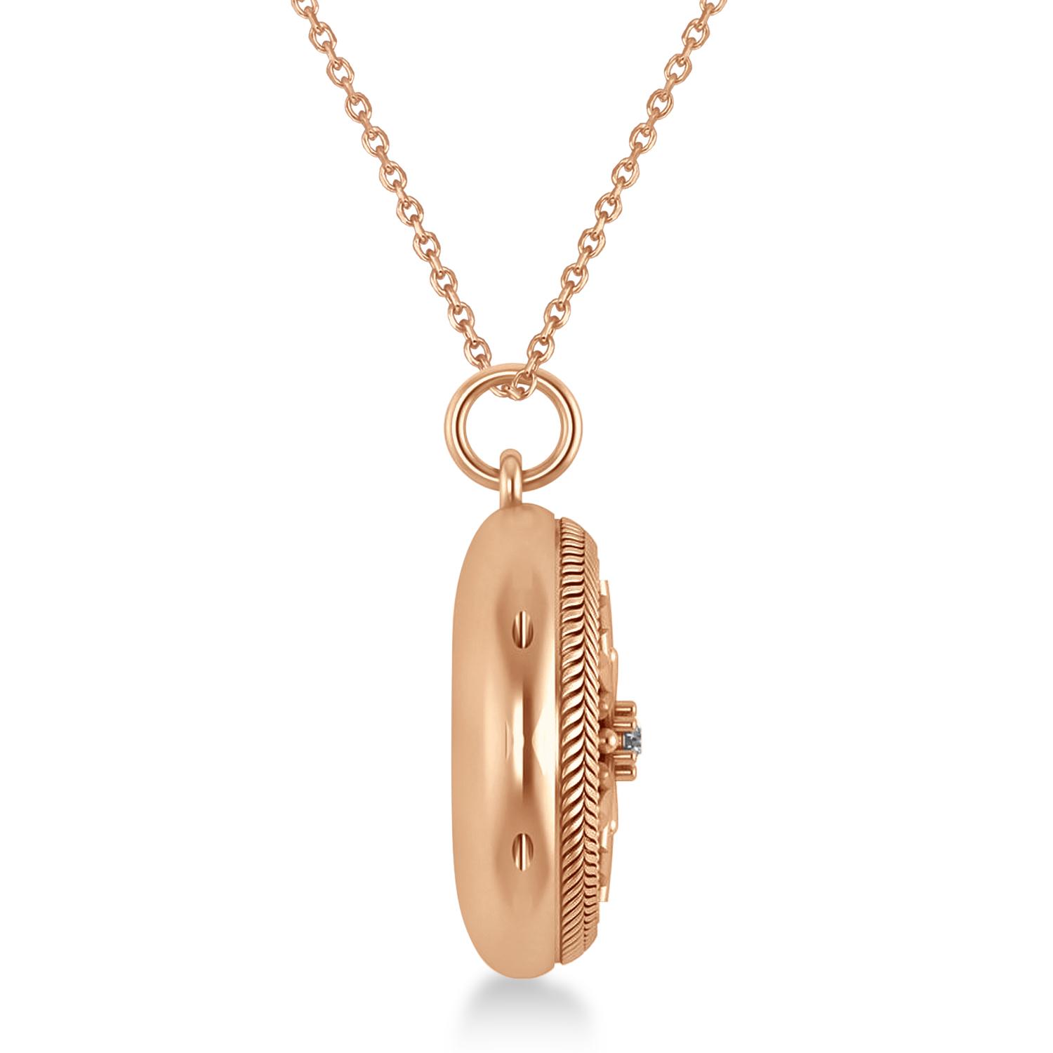 Diamond Snowflake Designed Locket Necklace 14k Rose Gold (0.05ct)