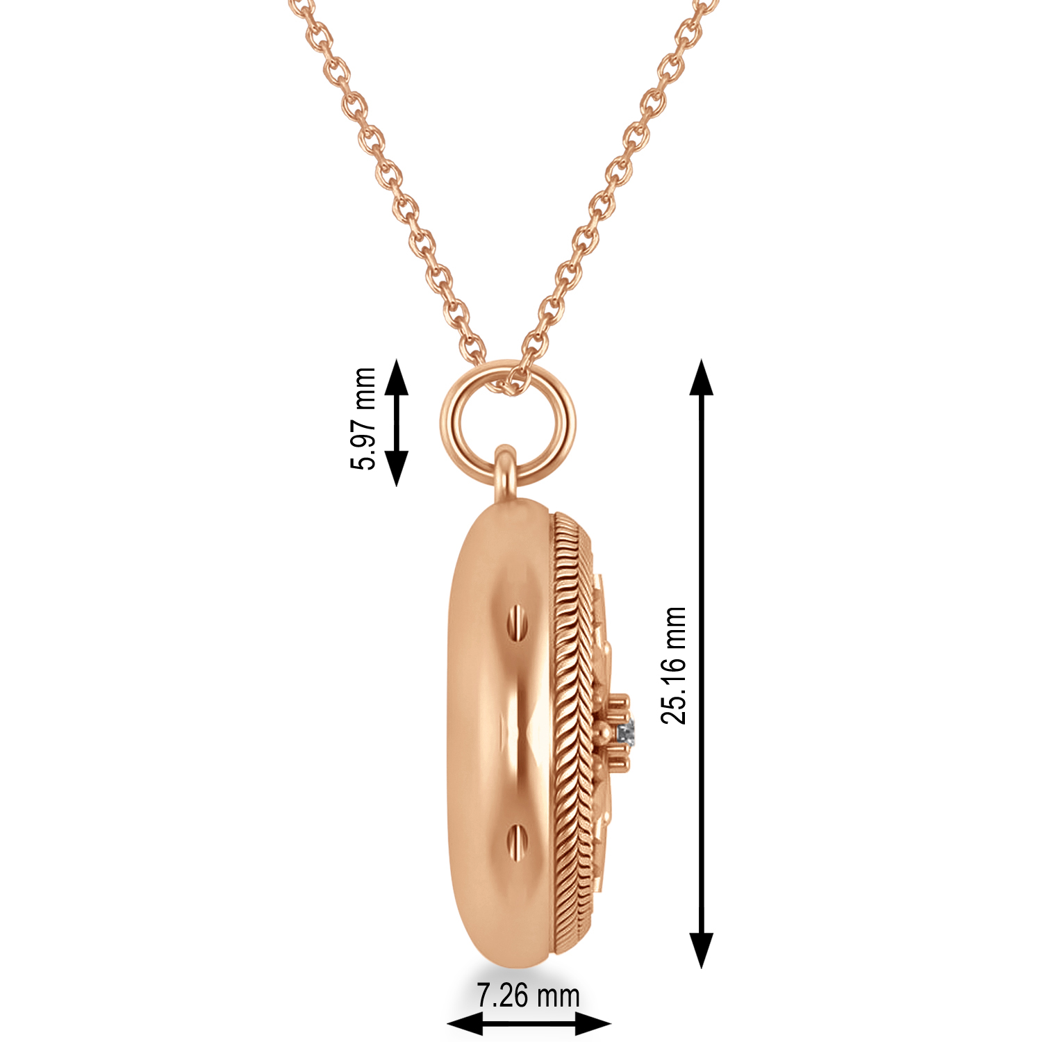 Diamond Snowflake Designed Locket Necklace 14k Rose Gold (0.05ct)