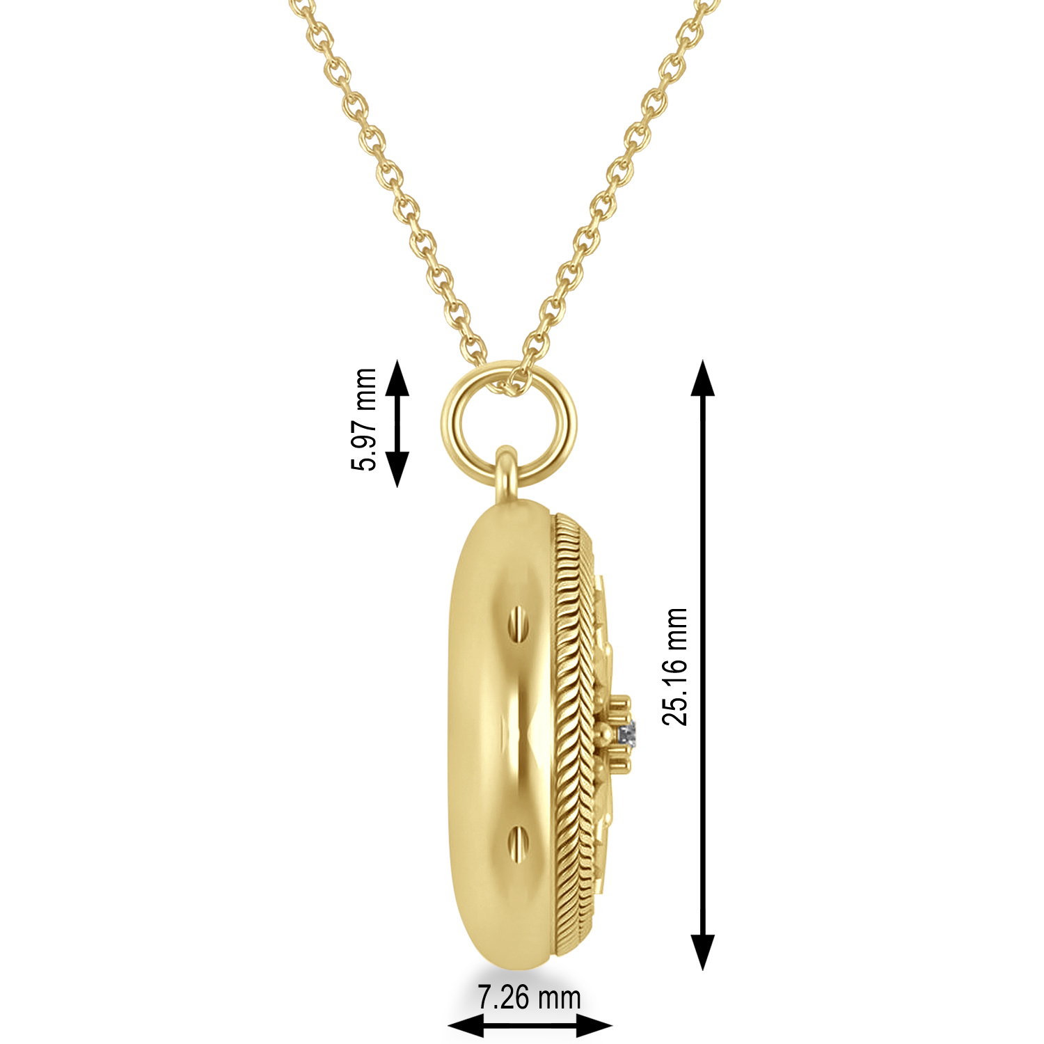 Diamond Snowflake Designed Locket Necklace 14k Yellow Gold (0.05ct)