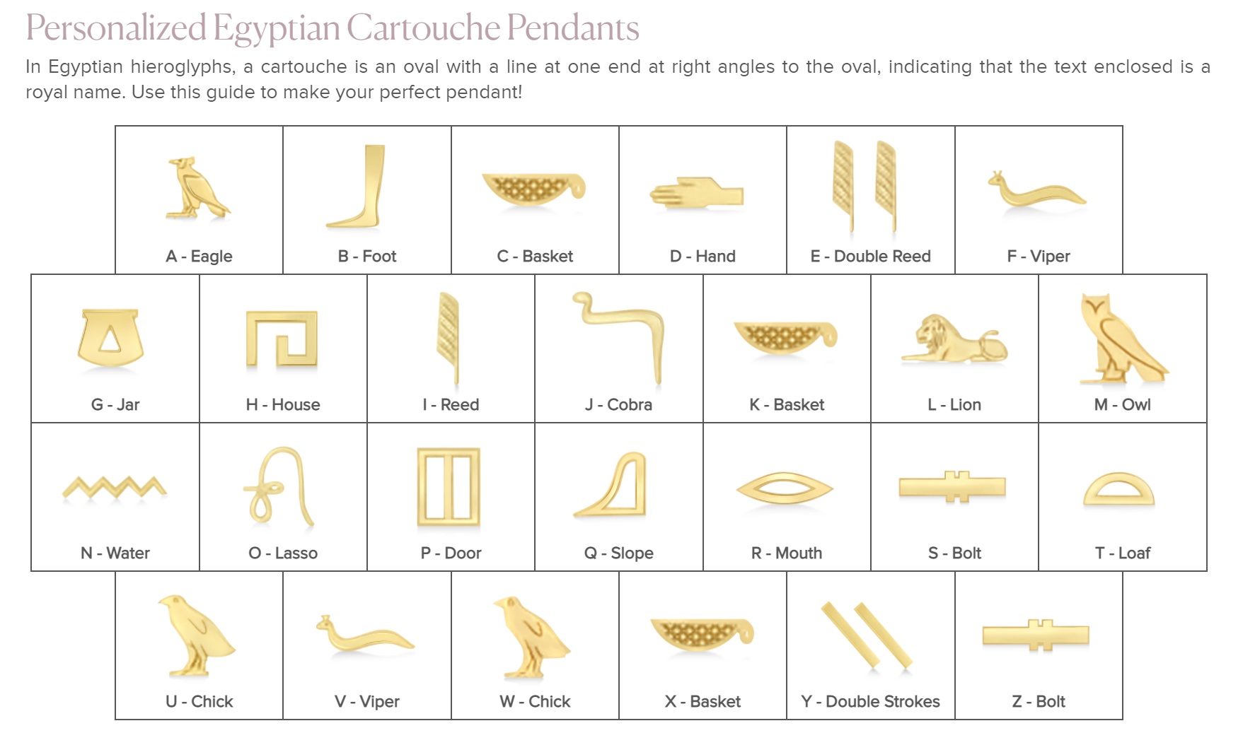 Large Egyptian Cartouche Pendant Necklace 14k Yellow Gold