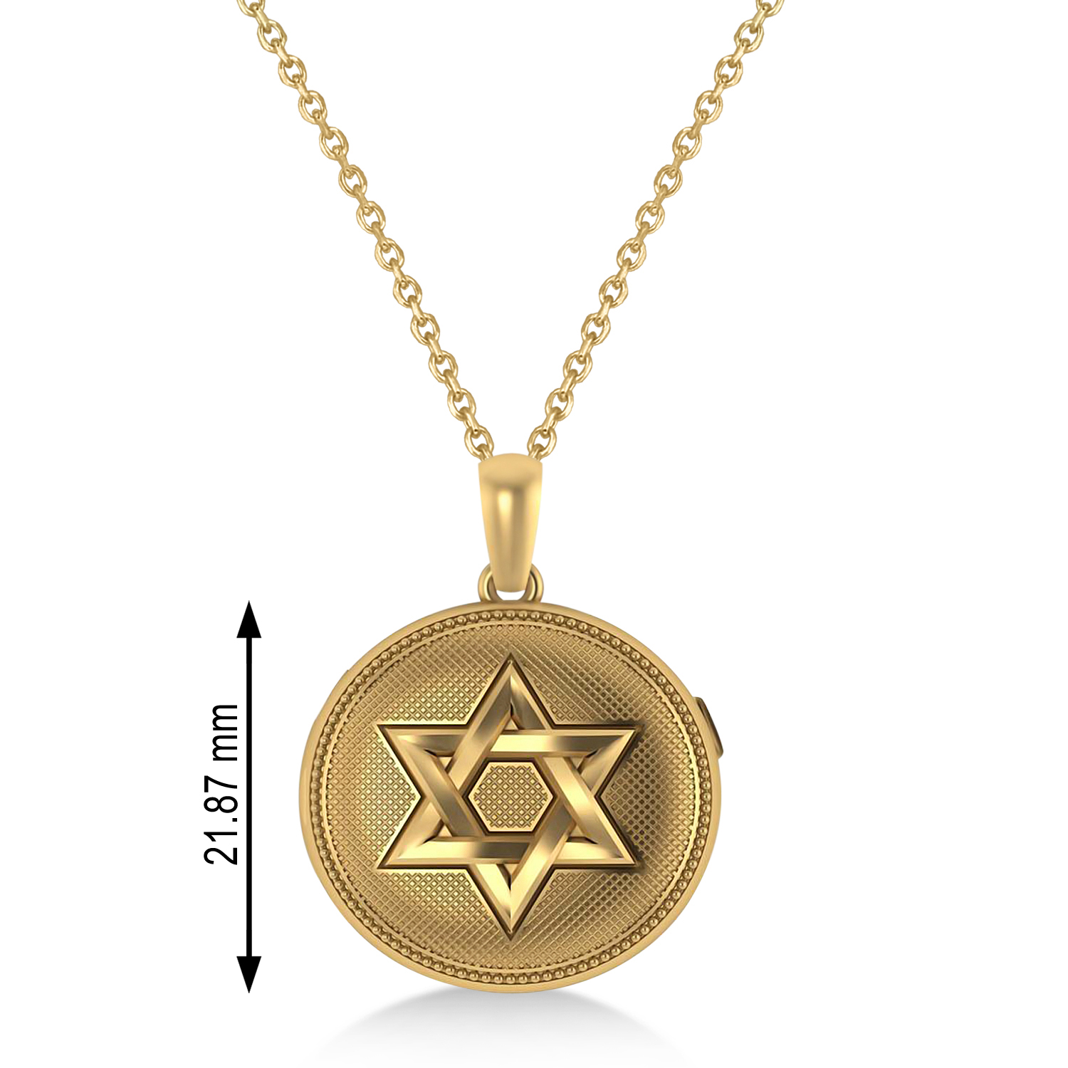 Jewish Star of David Locket Pendant Necklace 14K Yellow Gold