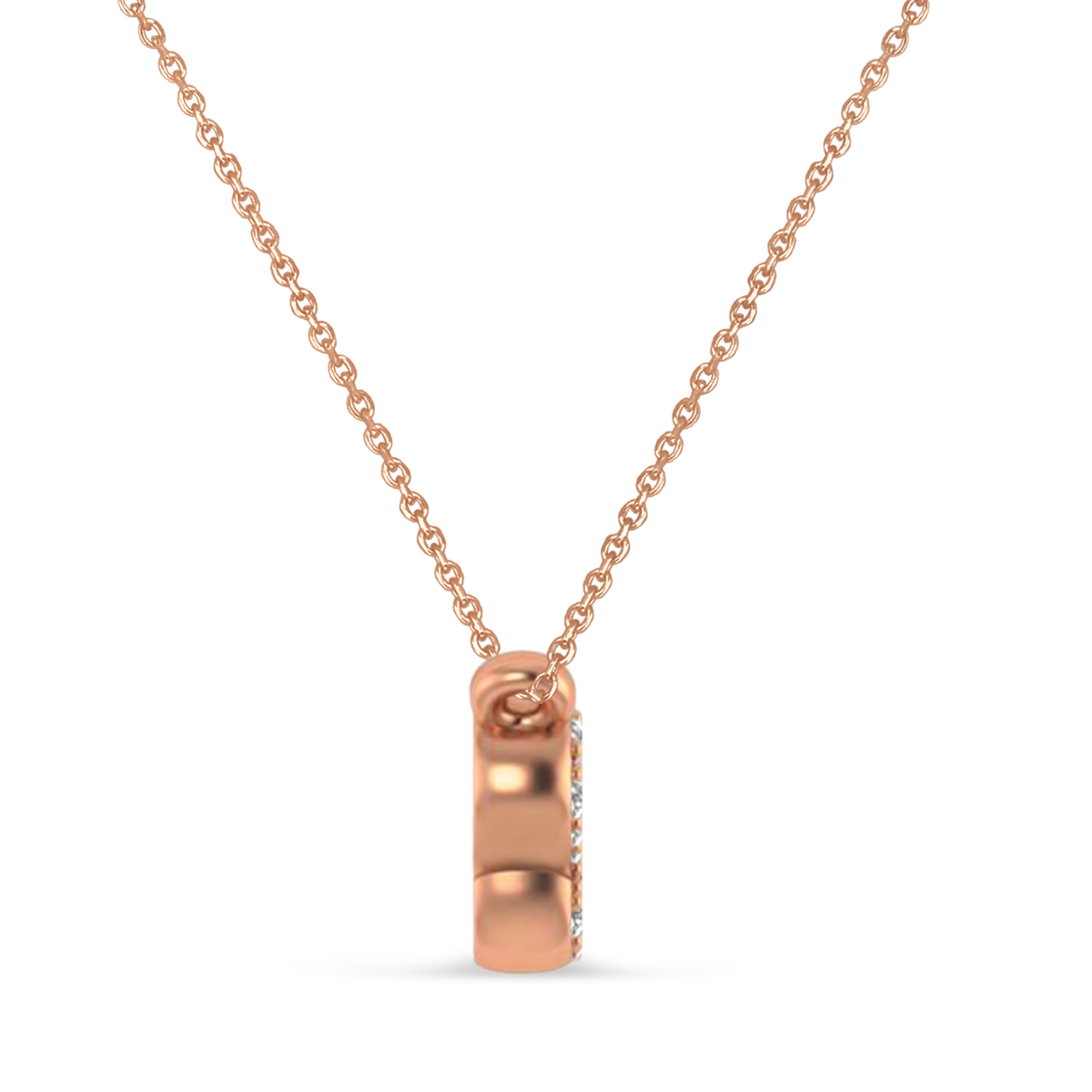 Diamond Block Font Name Pendant Necklace 14K Rose Gold