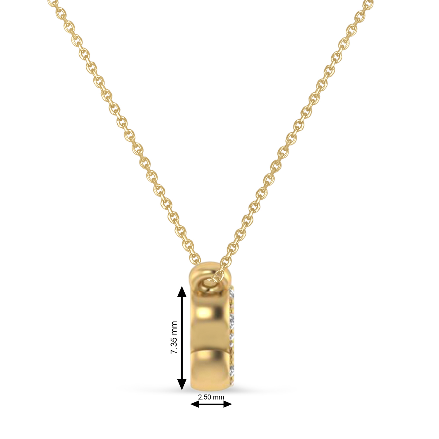 Diamond Block Font Name Pendant Necklace 14K Yellow Gold