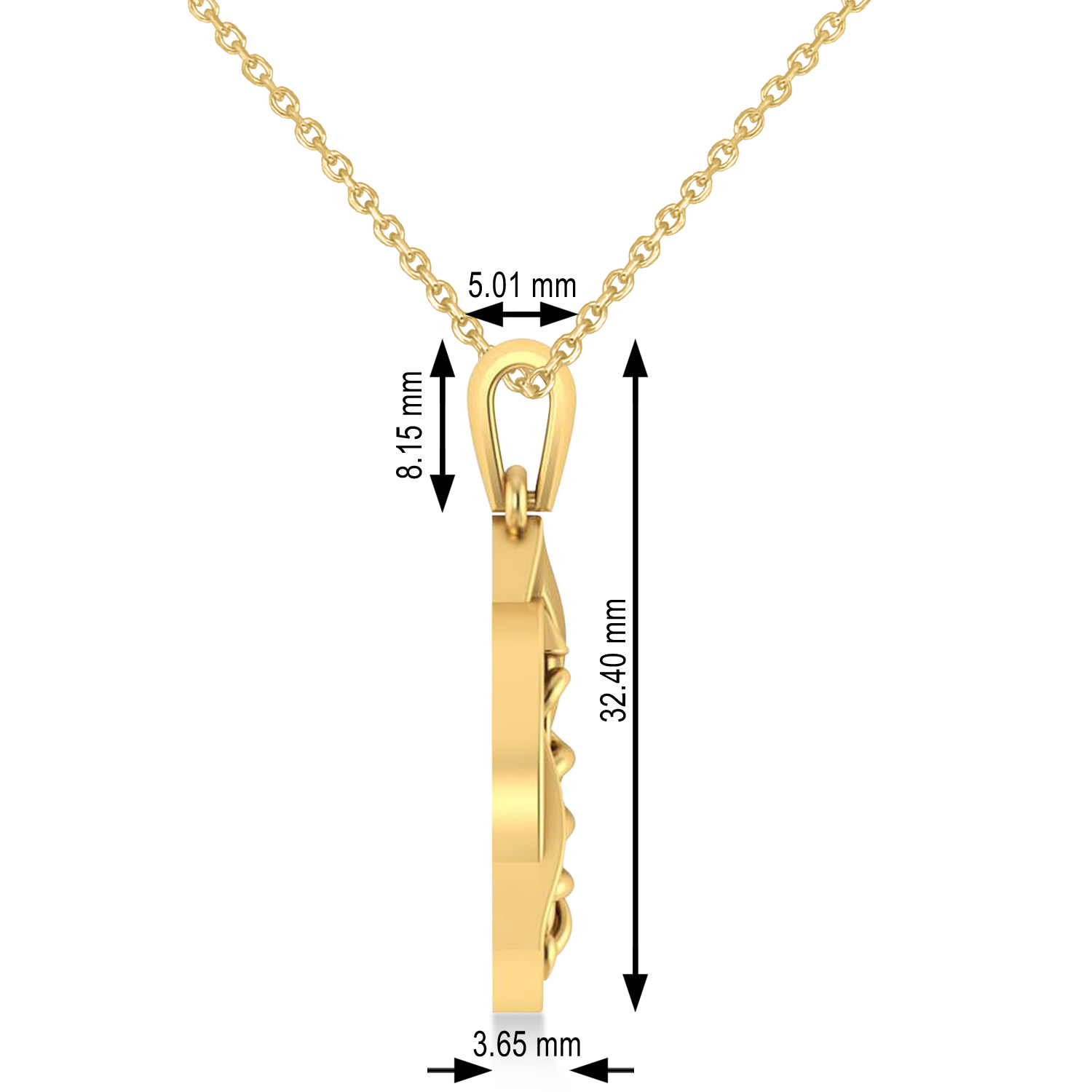 Dentistry Symbol Pendant Necklace 14k Yellow Gold