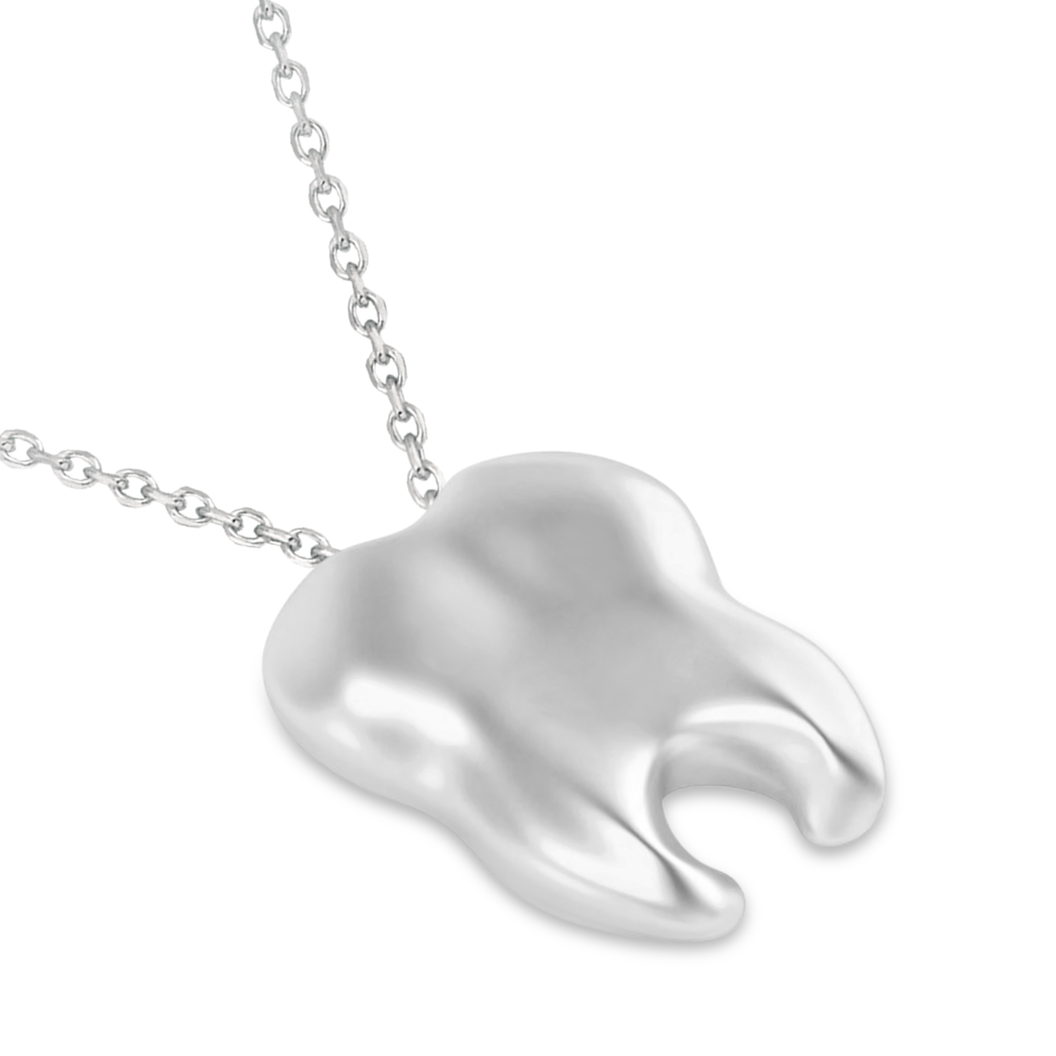 Tooth Pendant Necklace 14k White Gold