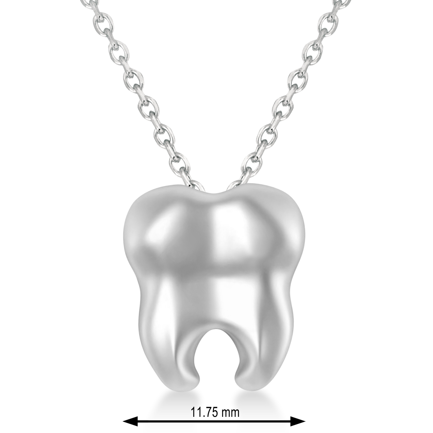 Tooth Pendant Necklace 14k White Gold
