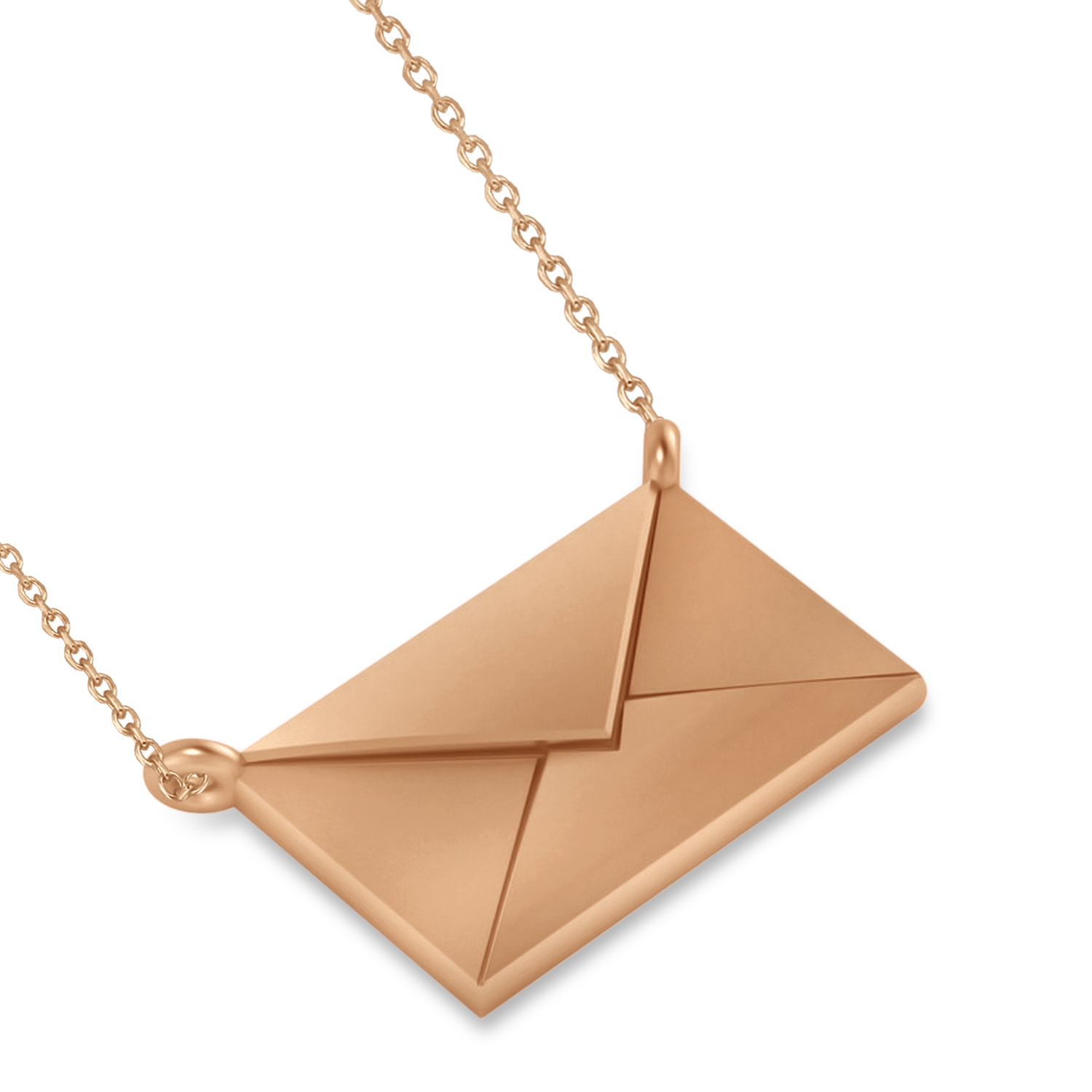 Engravable Love Letter Envelope Pendant Necklace 14k Rose Gold