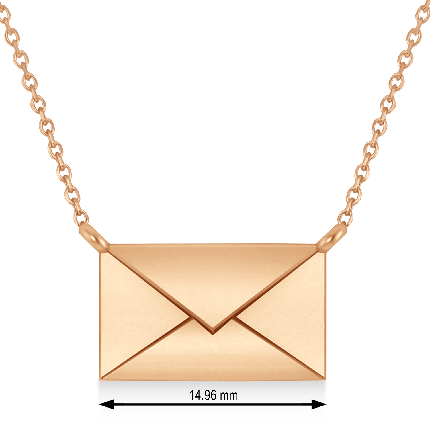 Engravable Love Letter Envelope Pendant Necklace 14k Rose Gold