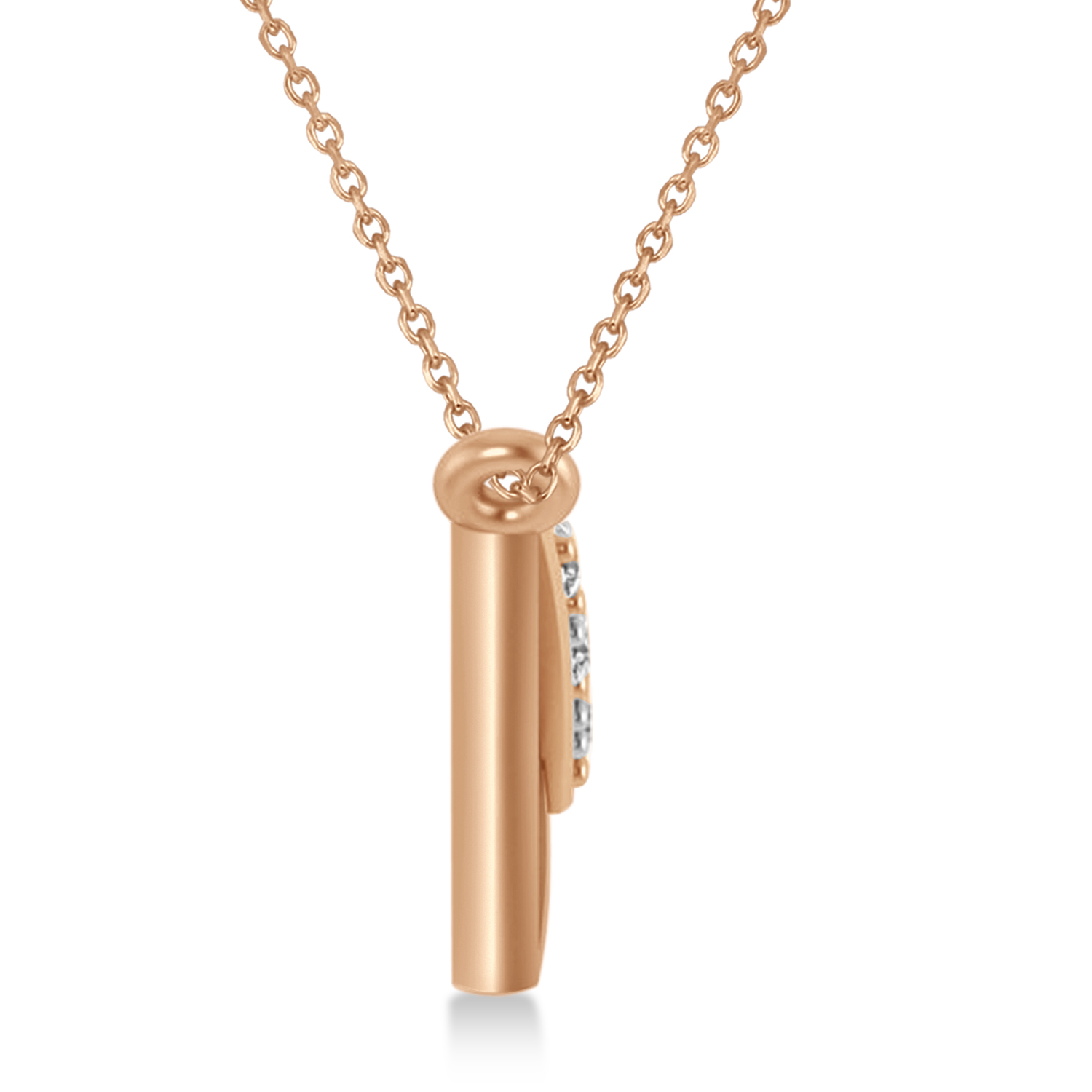 Engravable Diamond Love Letter Envelope Pendant Necklace 14k Rose Gold (0.17ct)