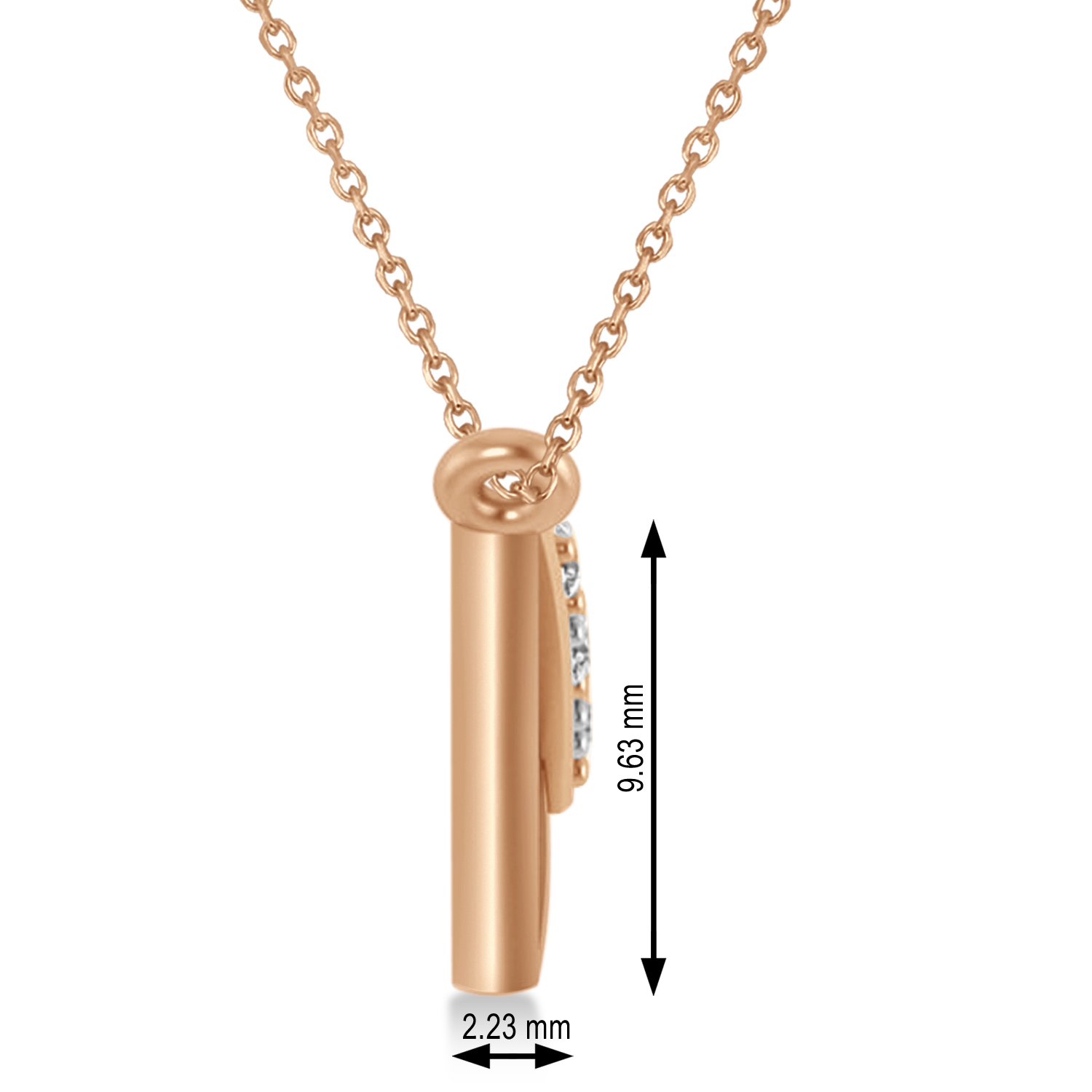 Engravable Diamond Love Letter Envelope Pendant Necklace 14k Rose Gold (0.17ct)