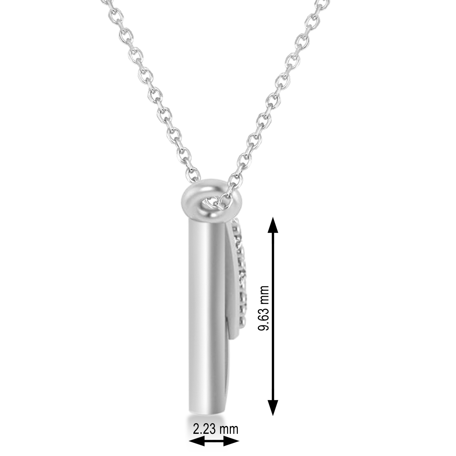 Engravable Diamond Love Letter Envelope Pendant Necklace 14k White Gold (0.17ct)