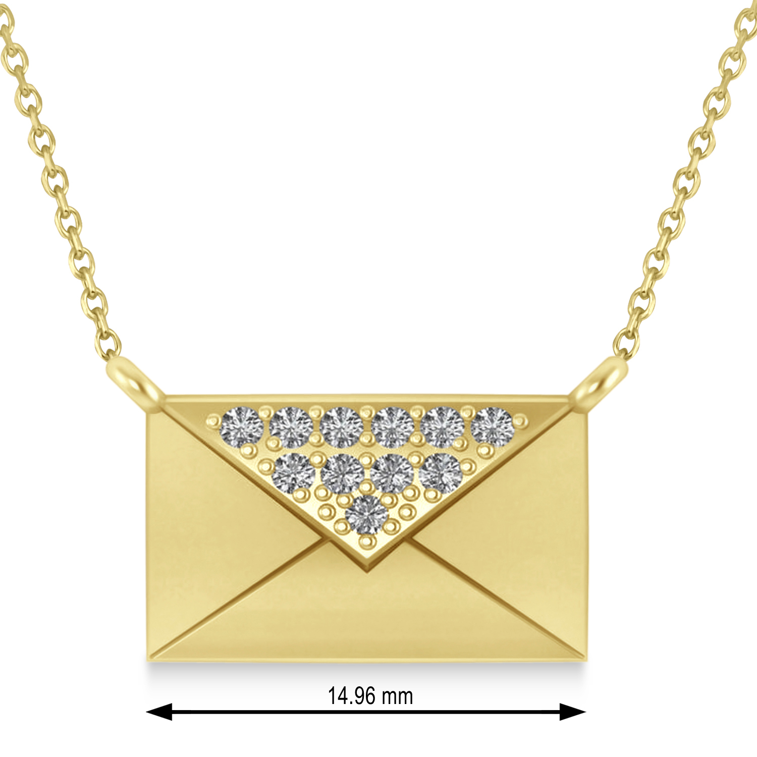 Engravable Diamond Love Letter Envelope Pendant Necklace 14k Yellow Gold (0.17ct)