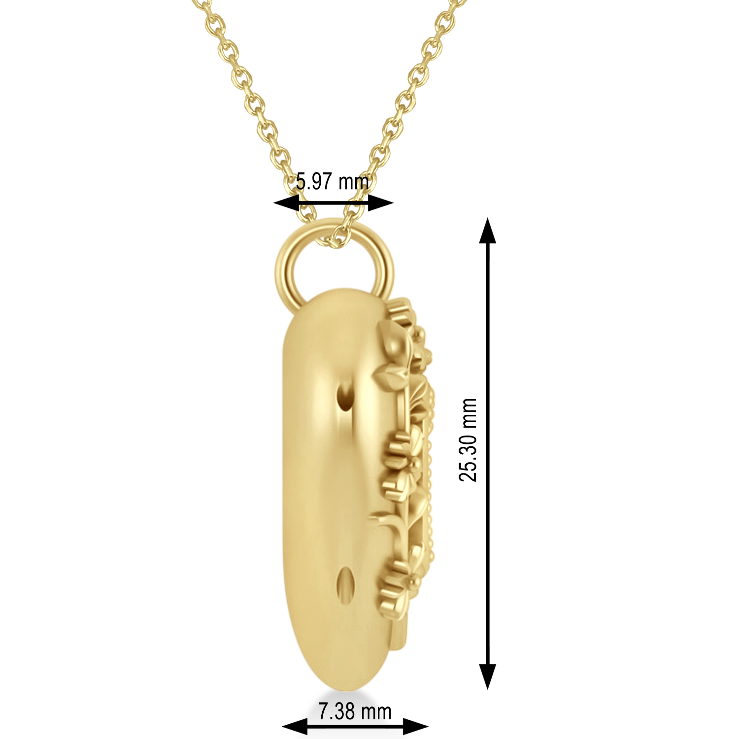 Floral Heart Locket Necklace 14k Yellow Gold