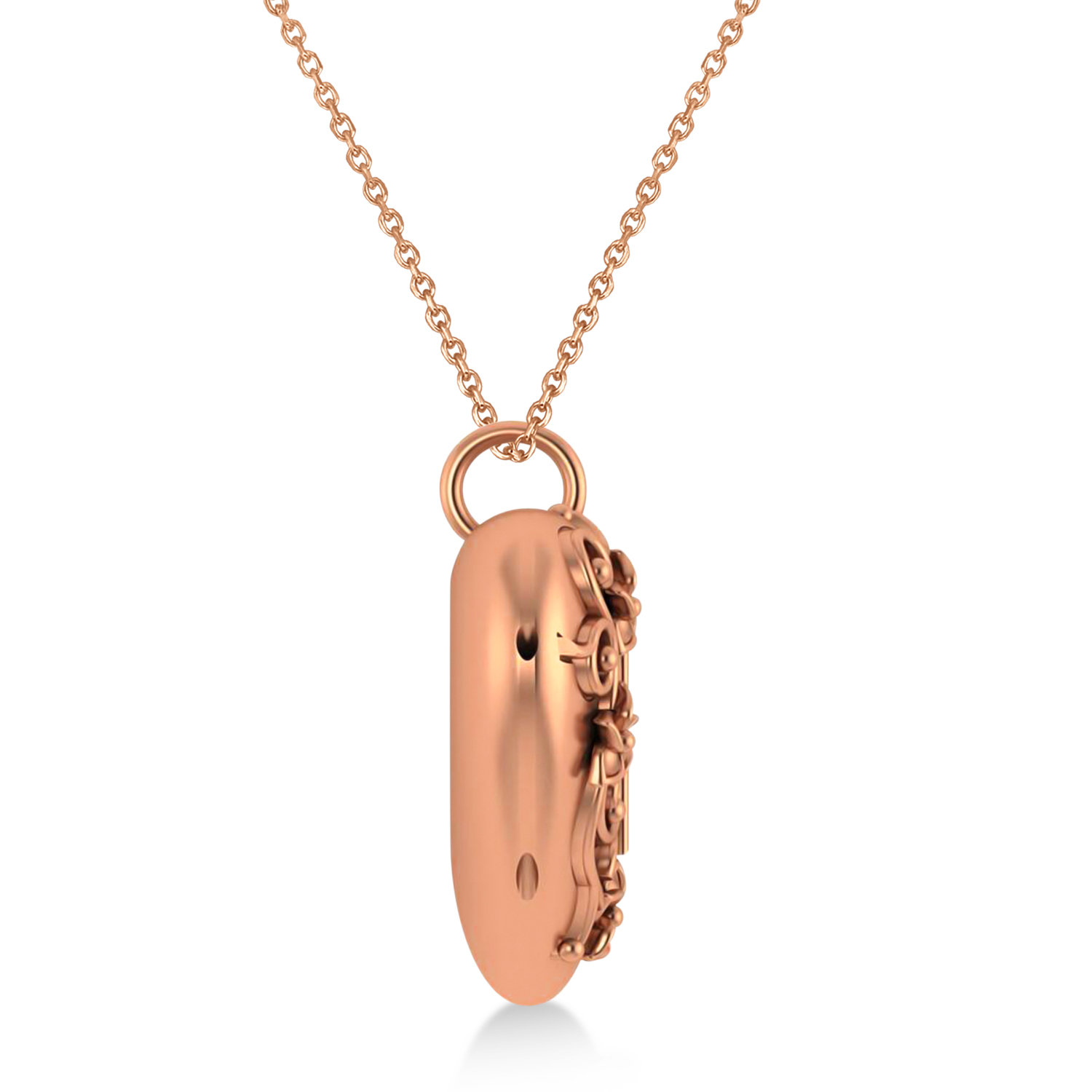 Heart with Cross Locket Pendant Necklace 14K Rose Gold