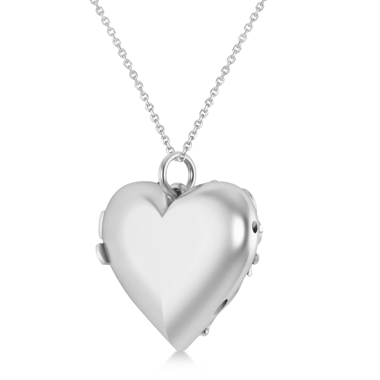 Heart with Cross Locket Pendant Necklace 14K White Gold