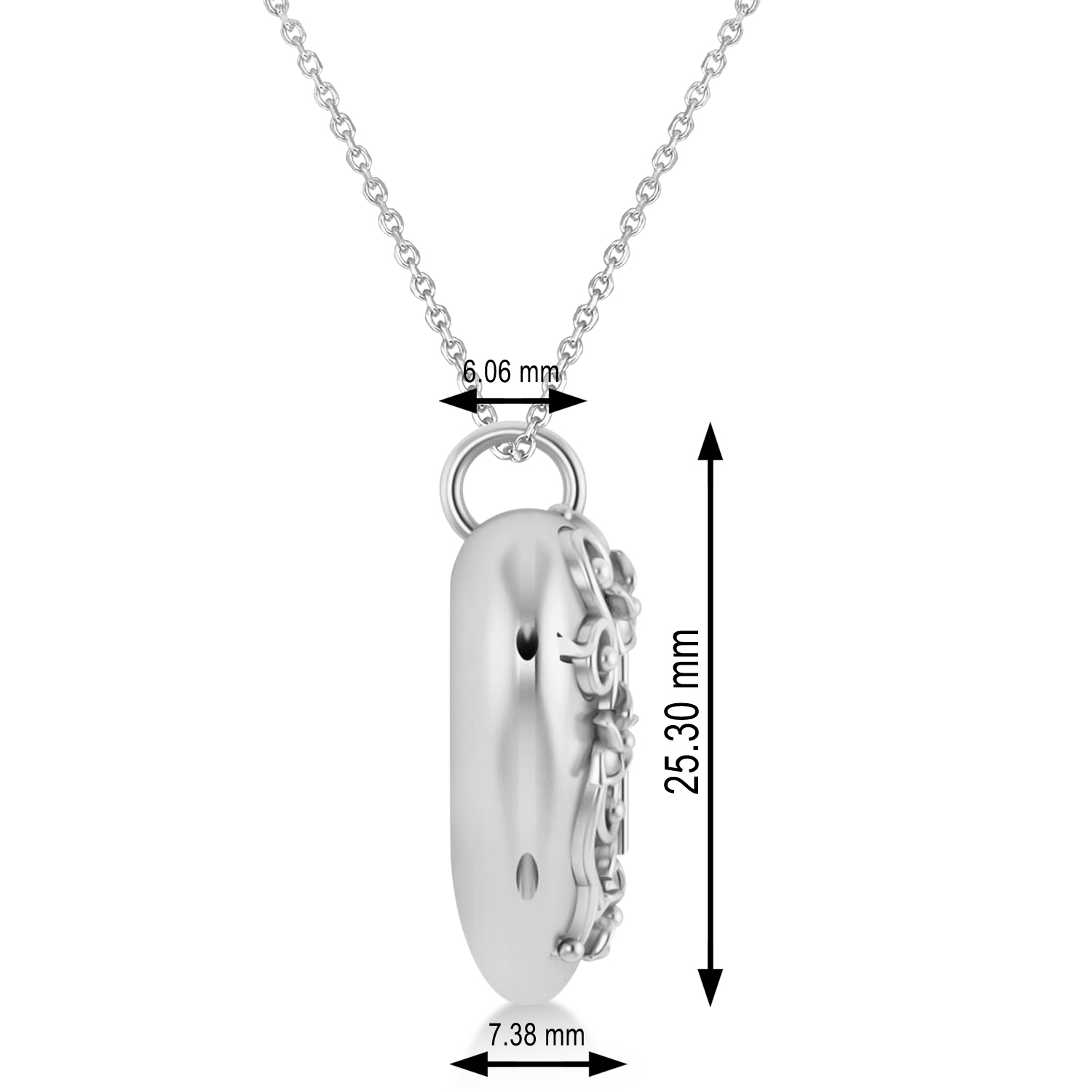 Heart with Cross Locket Pendant Necklace 14K White Gold