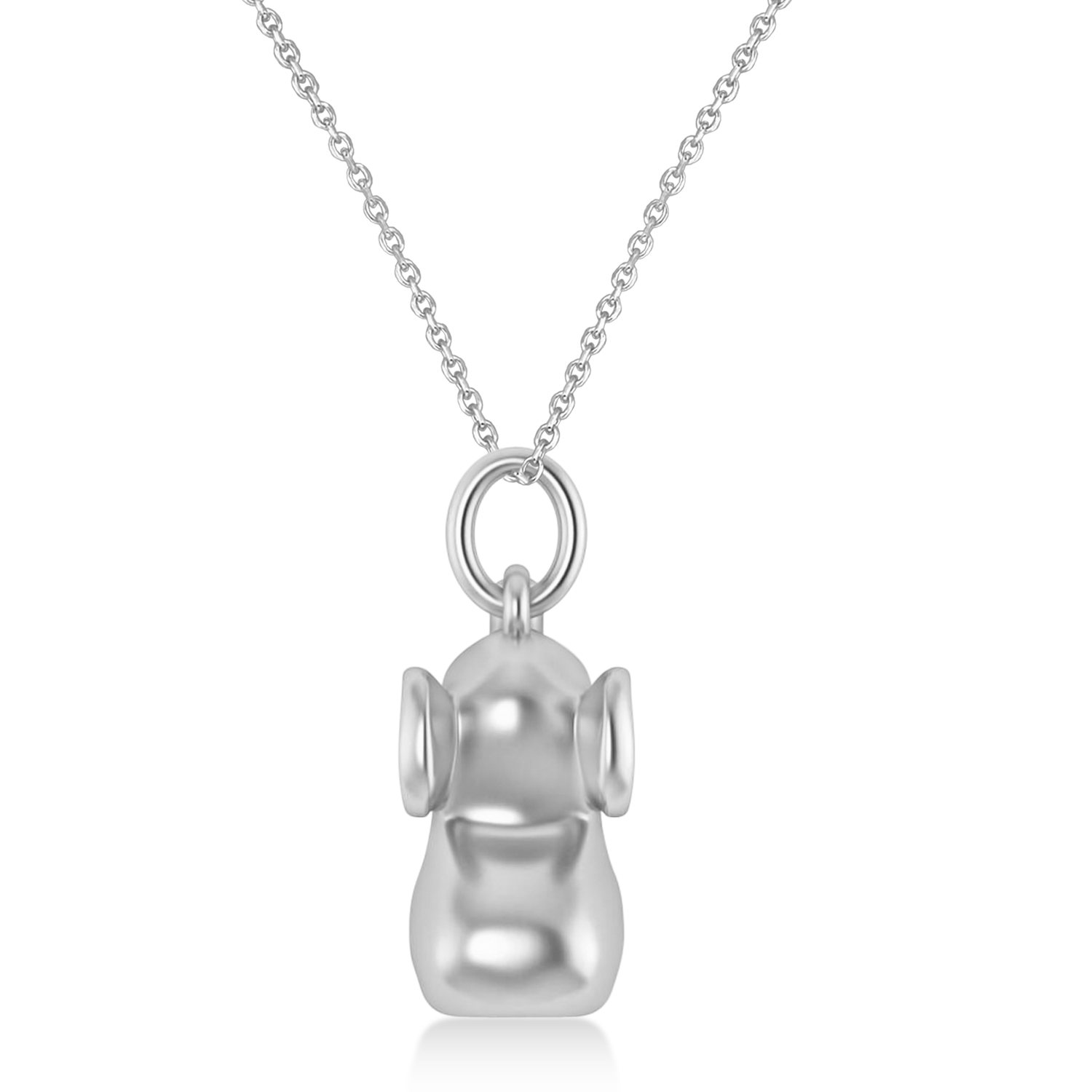 Cute Baby Elephant Charm Pendant Necklace 14K White Gold
