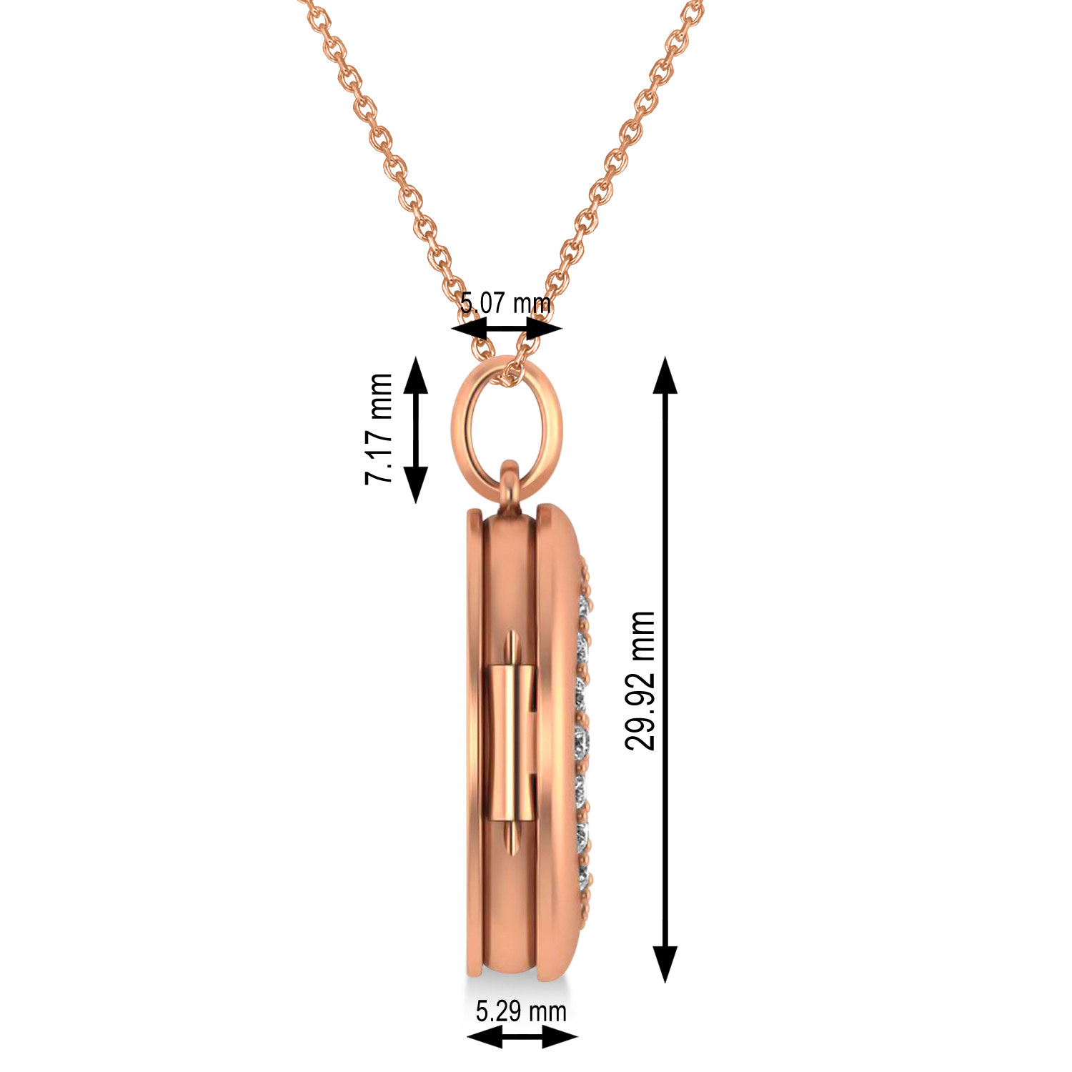 Diamond Moon & Stars Locket Pendant Necklace 14K Rose Gold (0.29ct)